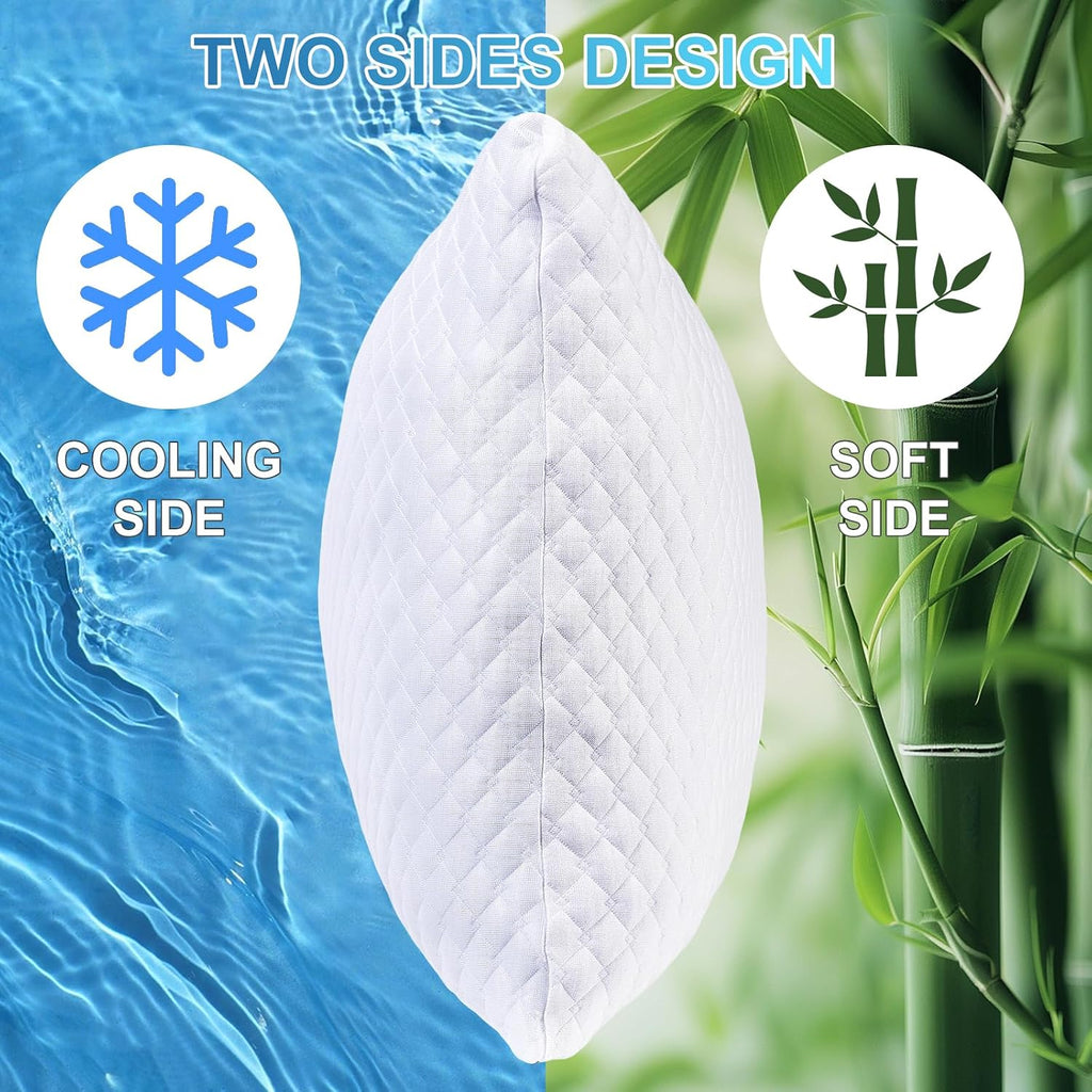 NTCOCO Cooling Bed Pillows King Size Pack of 2 for Sleeping Shredded Memory Foam Bed Pillows Adjustable Gel for Side Stomach Back…