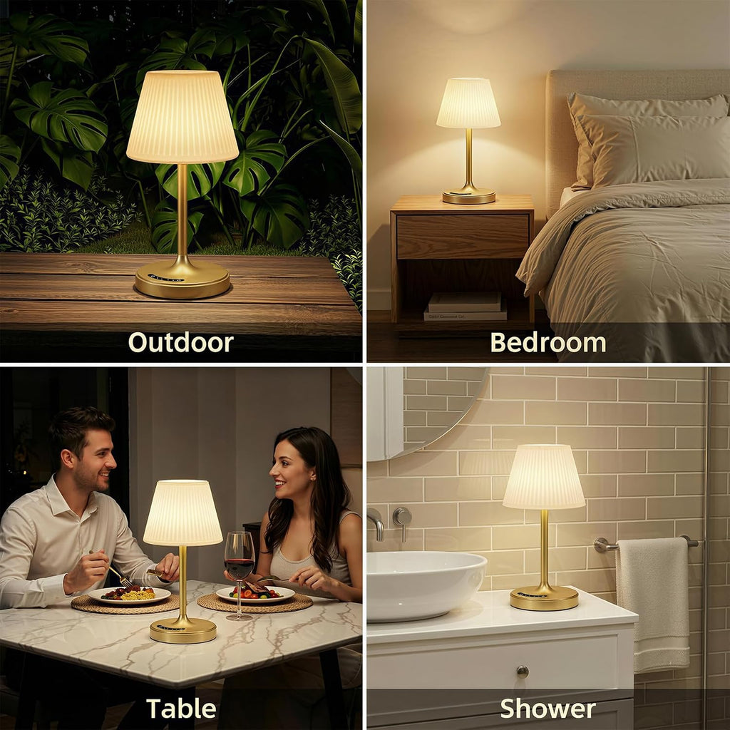 Audles Cordless Table Lamp, Waterproof Shower Lamp, 4000mAh Rechargeable Table Lamps, 3-Color Dimmable Light, Battery Operated Lamp Desk Ni…