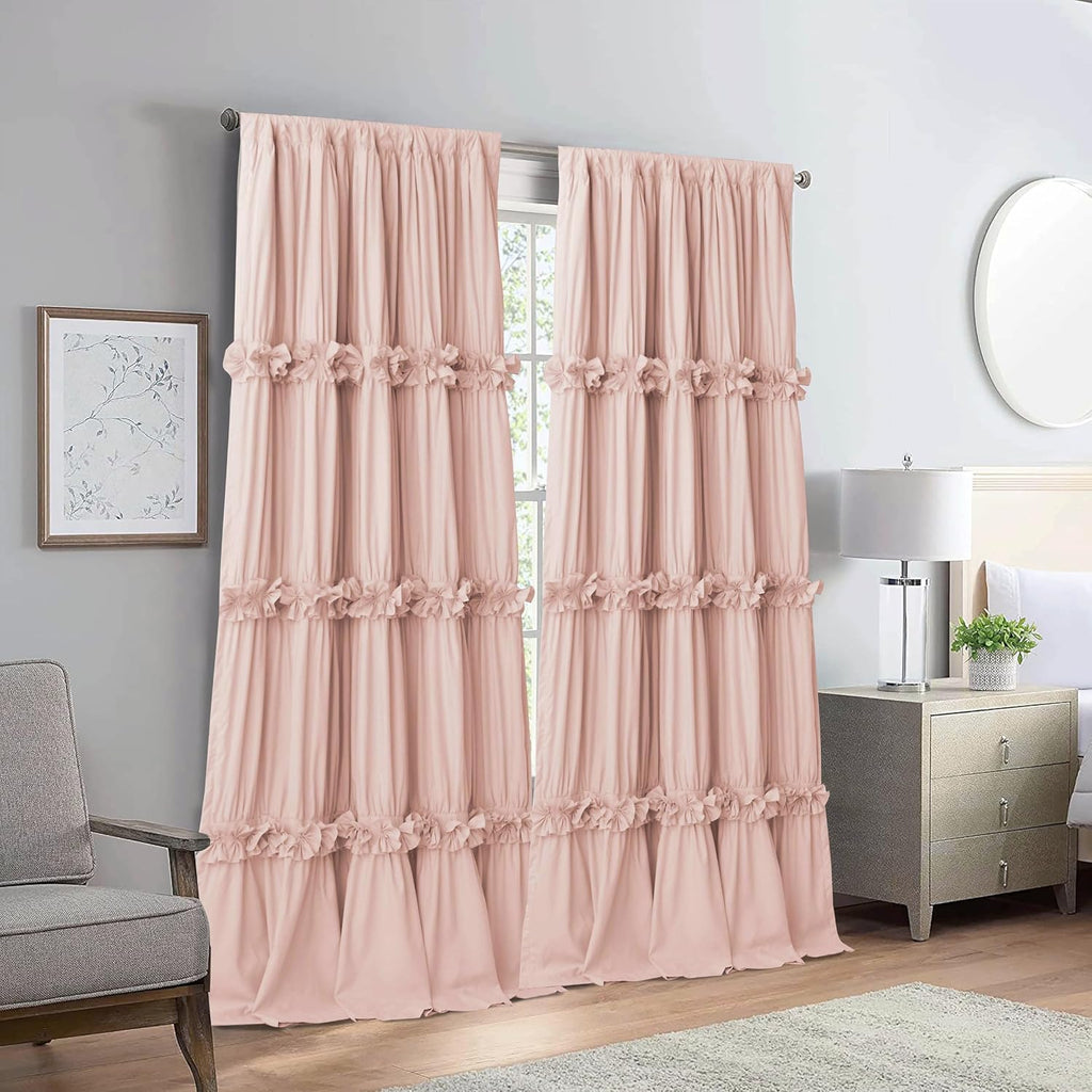 Homechoice Decor Thermal Insulated Blackout Window Curtains, 52" W x 96" L x 2 Panels, Boho Ruched Window Treatments with Butterfly…