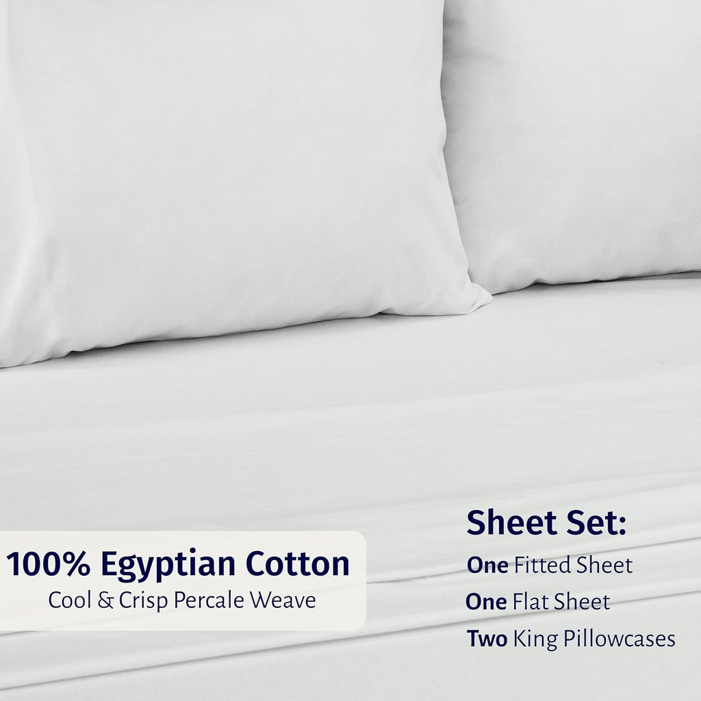CaliforniaDesignDen California Design Den Egyptian Percale California King Sheets Set - Certified 100% Egyptian Cotton, Lightweight Percale…