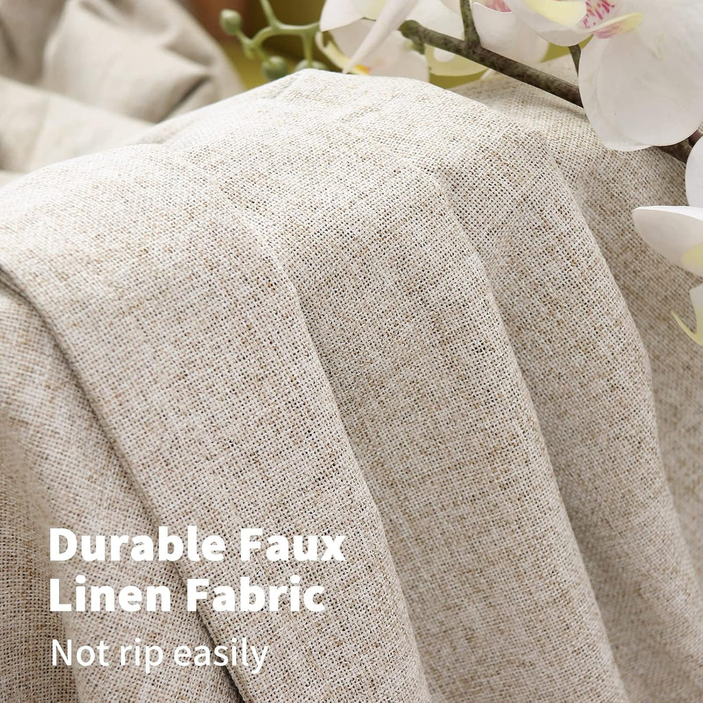 YoungsTex Linen Blackout Curtains 54 Inches Length for Short Window, Grommet Full Room Darkening Linen Textured Window Drapes for Bedroom B…