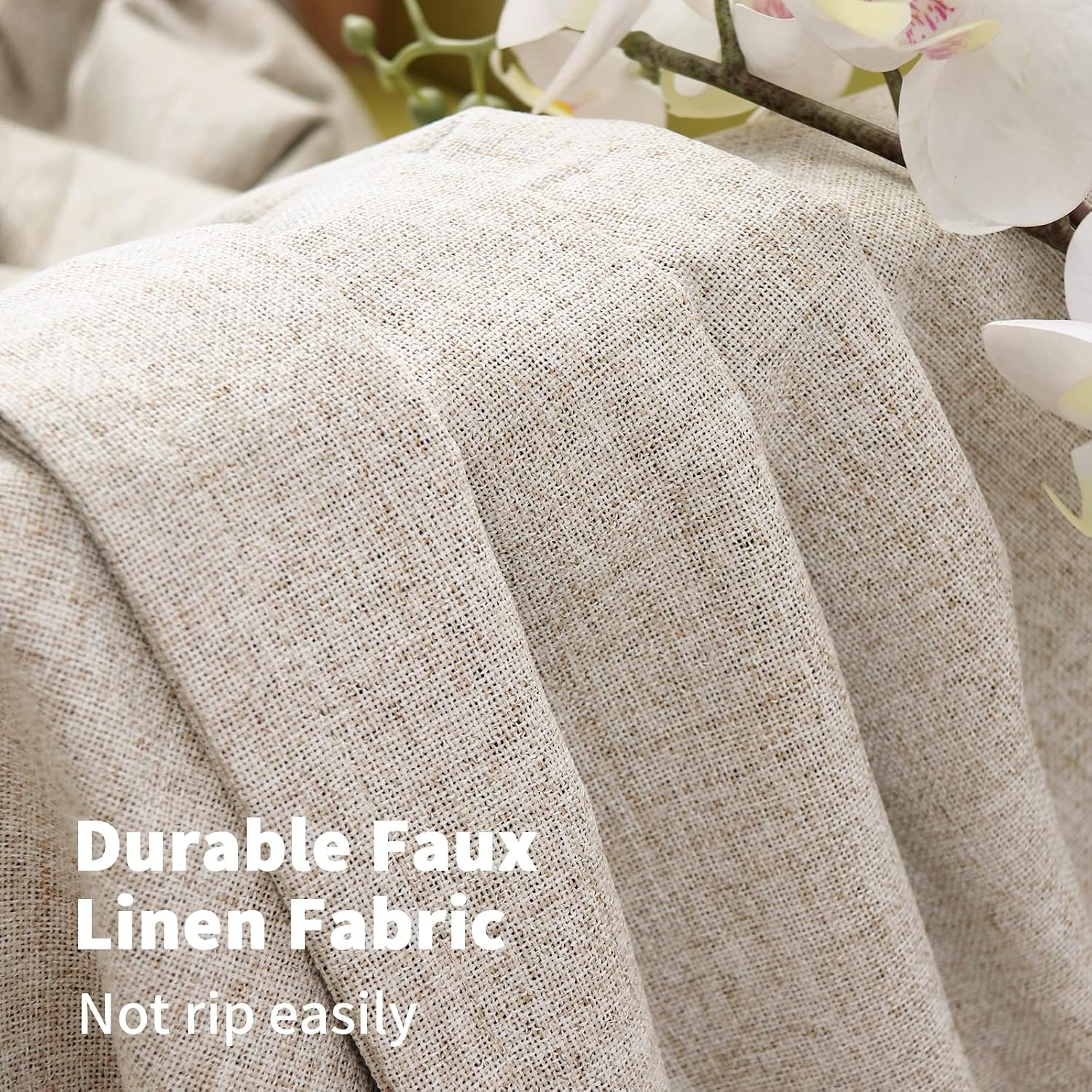 YoungsTex Beige Linen Blackout Curtains for Bedroom, Room Darkening Drapes with Grommets Thermal Insulated Energy Saving for Farmhouse Livi…