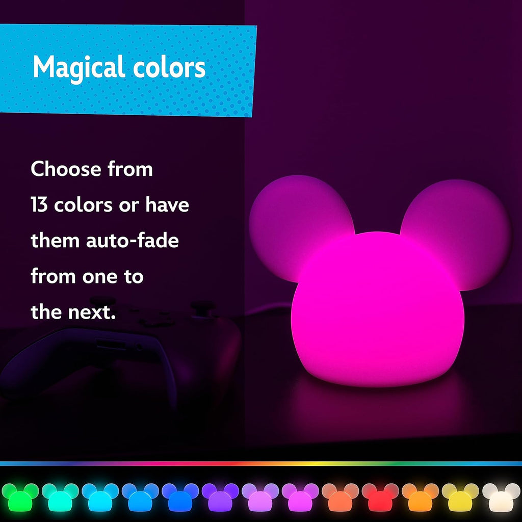 Disney Mickey Mouse Squishy Light, Color Changing, Night Light for Kids, USB Lamp, Battery Operated, Dimmable, Ideal for Bedroom…