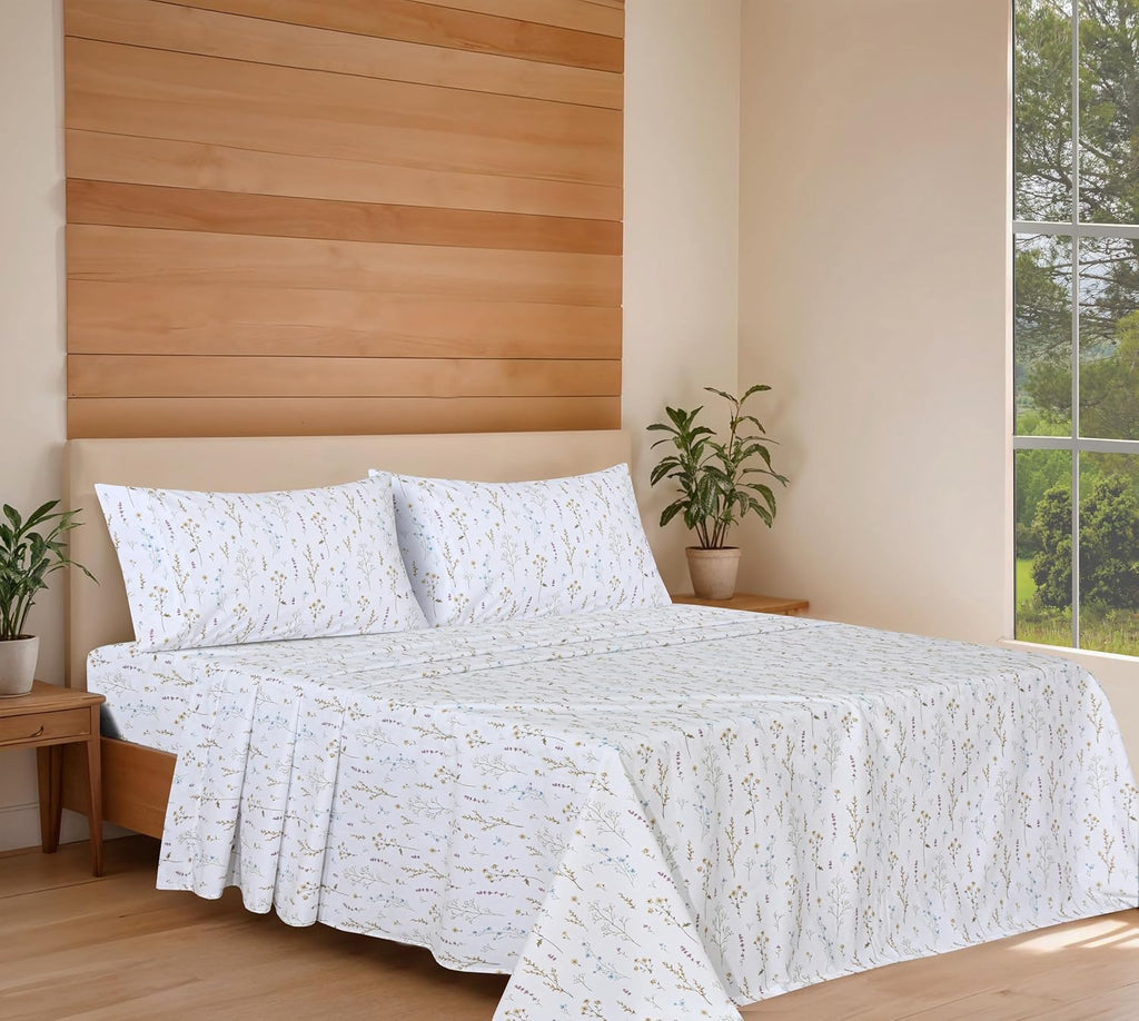 Ruvanti 100% Cotton Organic Percale Sheets Full Size – Crisp Cooling Bed Sheets for Hot Sleepers, Deep Pocket 15”, Soft Peach Finish, Breat…