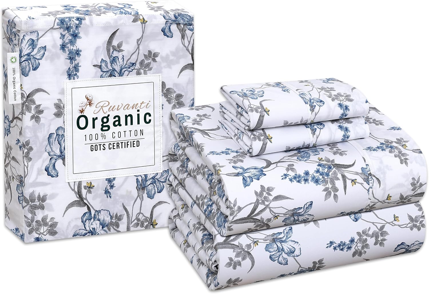 Ruvanti 100% Cotton Organic Percale Sheets Full Size – Crisp Cooling Bed Sheets for Hot Sleepers, Deep Pocket 15”, Soft Peach Finish, Breat…