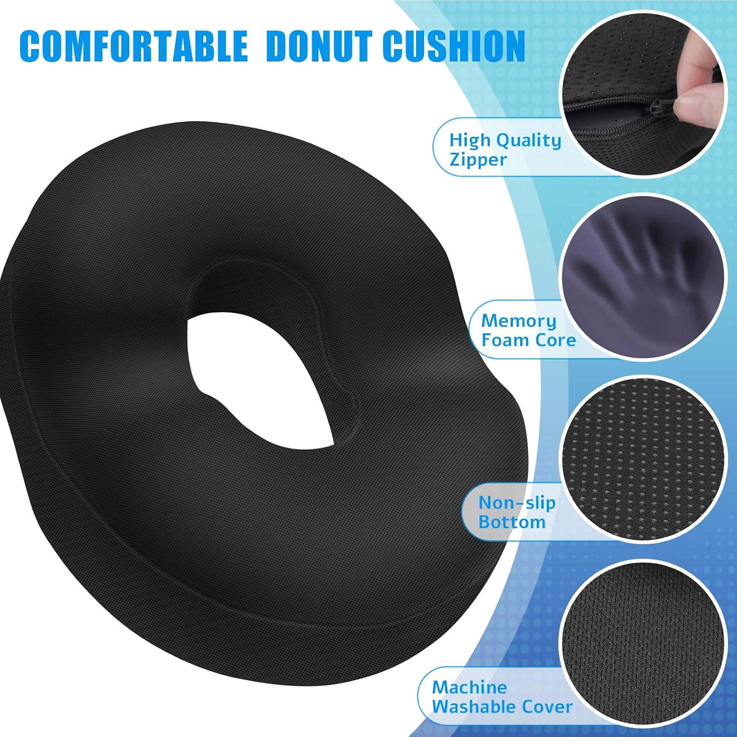 BlissTrends Donut Pillow Seat Cushion, Donut Chair Cushions for Postpartum Pregnancy&Hemorrhoids, Tailbone Cushion, Memory Foam Lifting Cus…