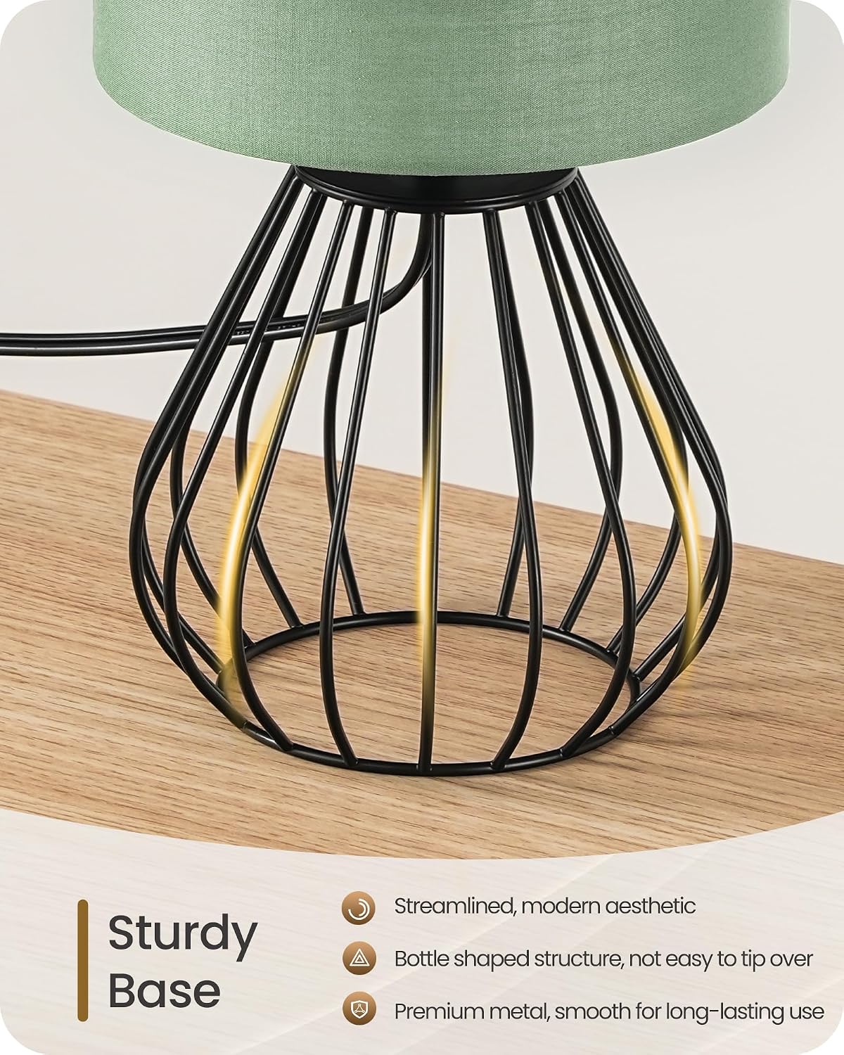 Green Table Lamp, Small Bedside Lamp with Green Linen Shade & Black Metal Base, 2700K LED Bulb Included, Modern Nightstand Lamp for…