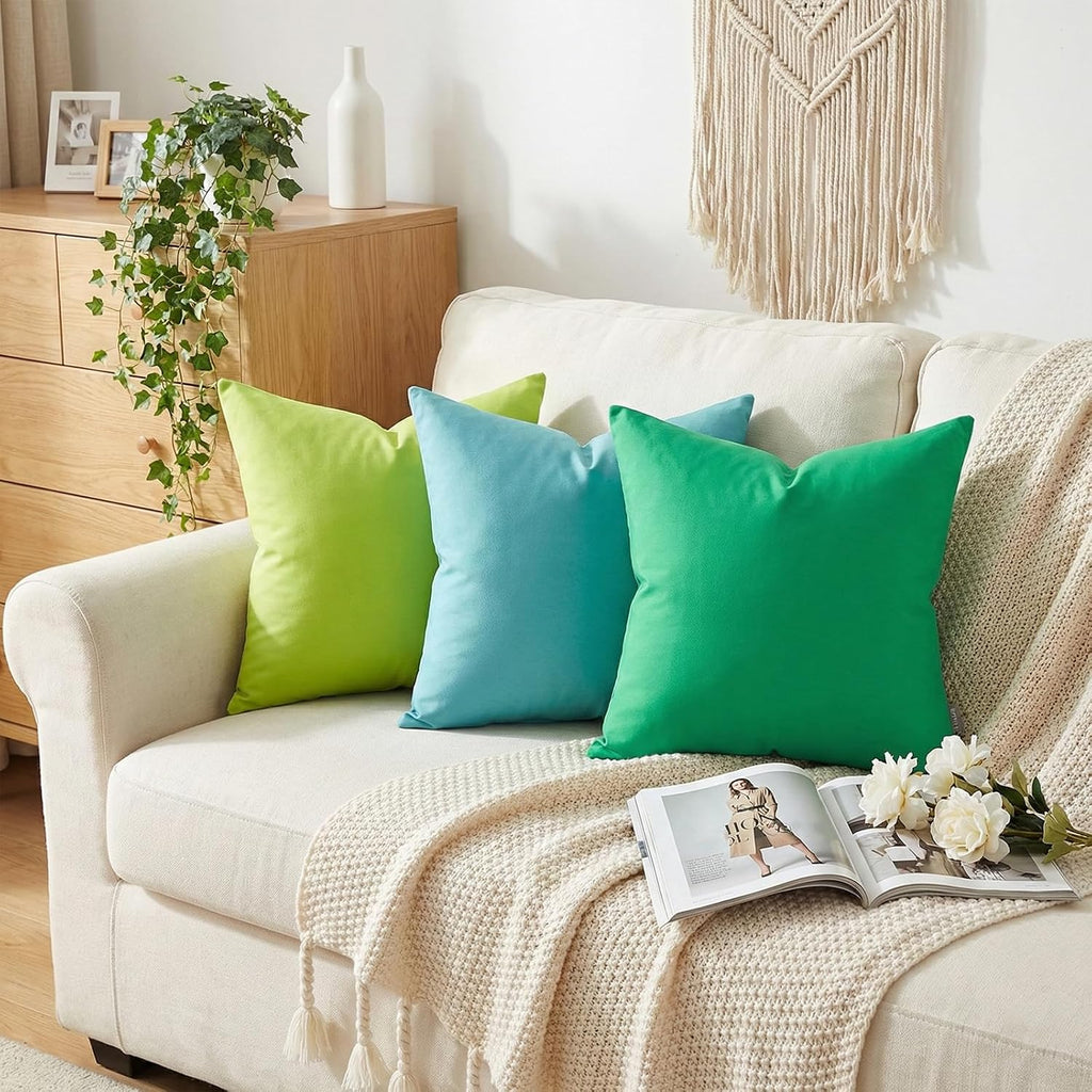 Thmyo 4-Pack 100% Cotton Comfortable Solid Decorative Throw Pillow Case, Thmyo Square Cushion Cover Pillowcase Sublimation Blank Pillow Cove…