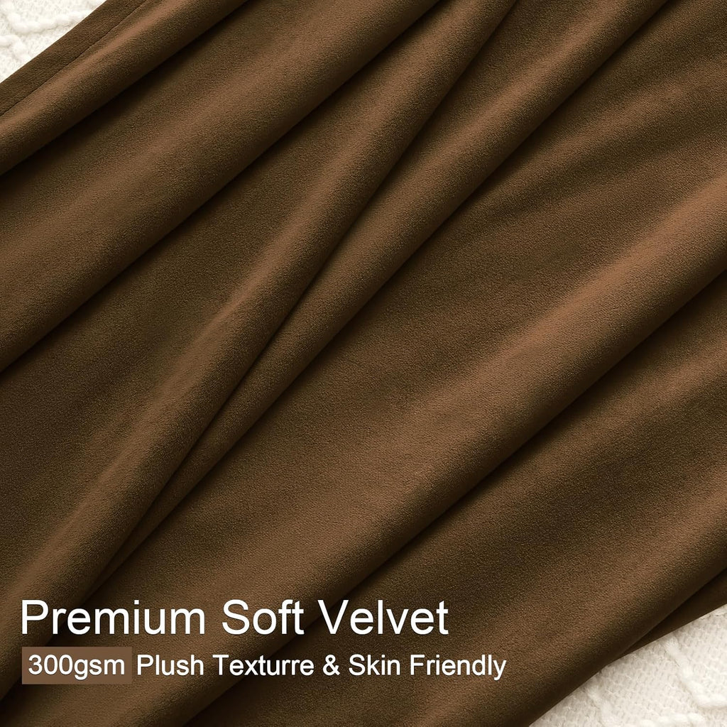 Drapenova Brown Gold Custom Velvet Curtains 108 Inches Long for Living Room Large Window Viral Elegant Pinch Pleated Room Darkening…