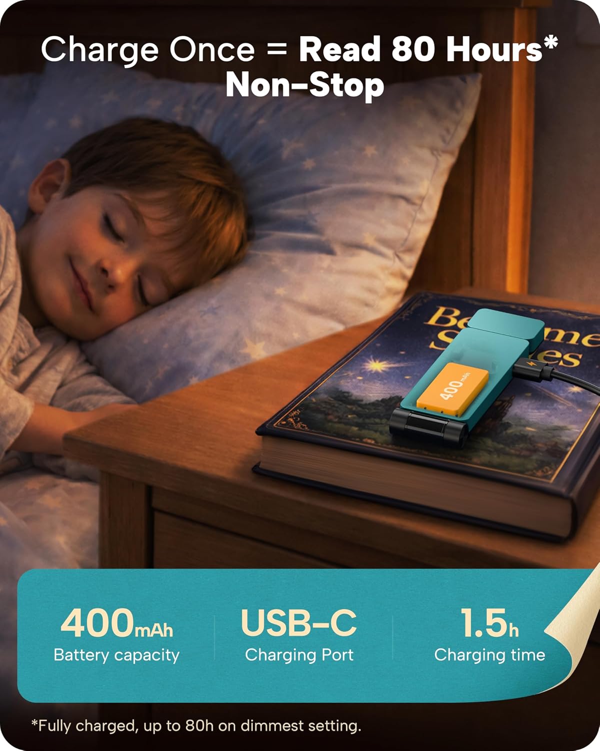 86Lux Book Light, Rechargeable Clip-On LED Reading Light for Bed & Night Use - 3 Color Temperatures with Stepless Dimming, Ultralight Bookm…