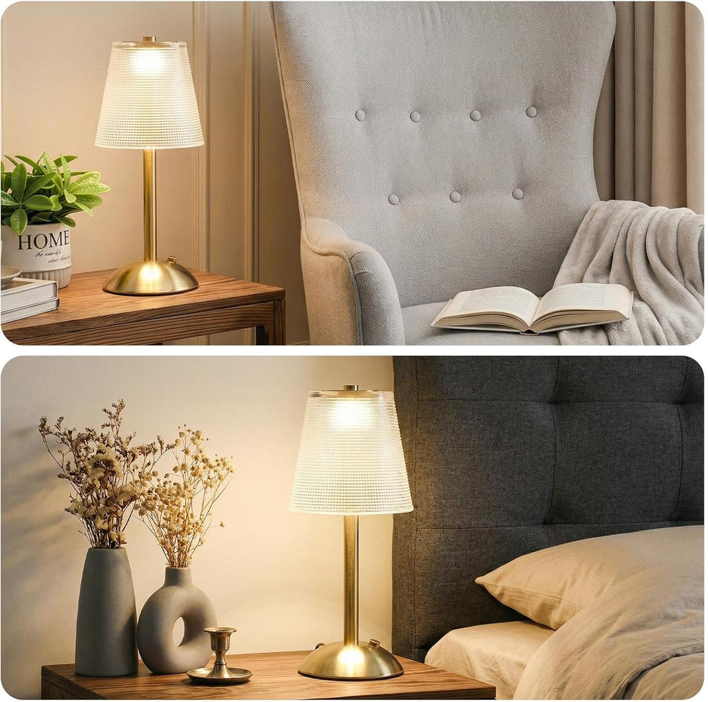 Liliful 2 Pcs Cordless Table Lamp Rechargeable Touch LED Small Gold Portable Battery Operated USB-c Desk Lamp 3 Color Dimmable for…