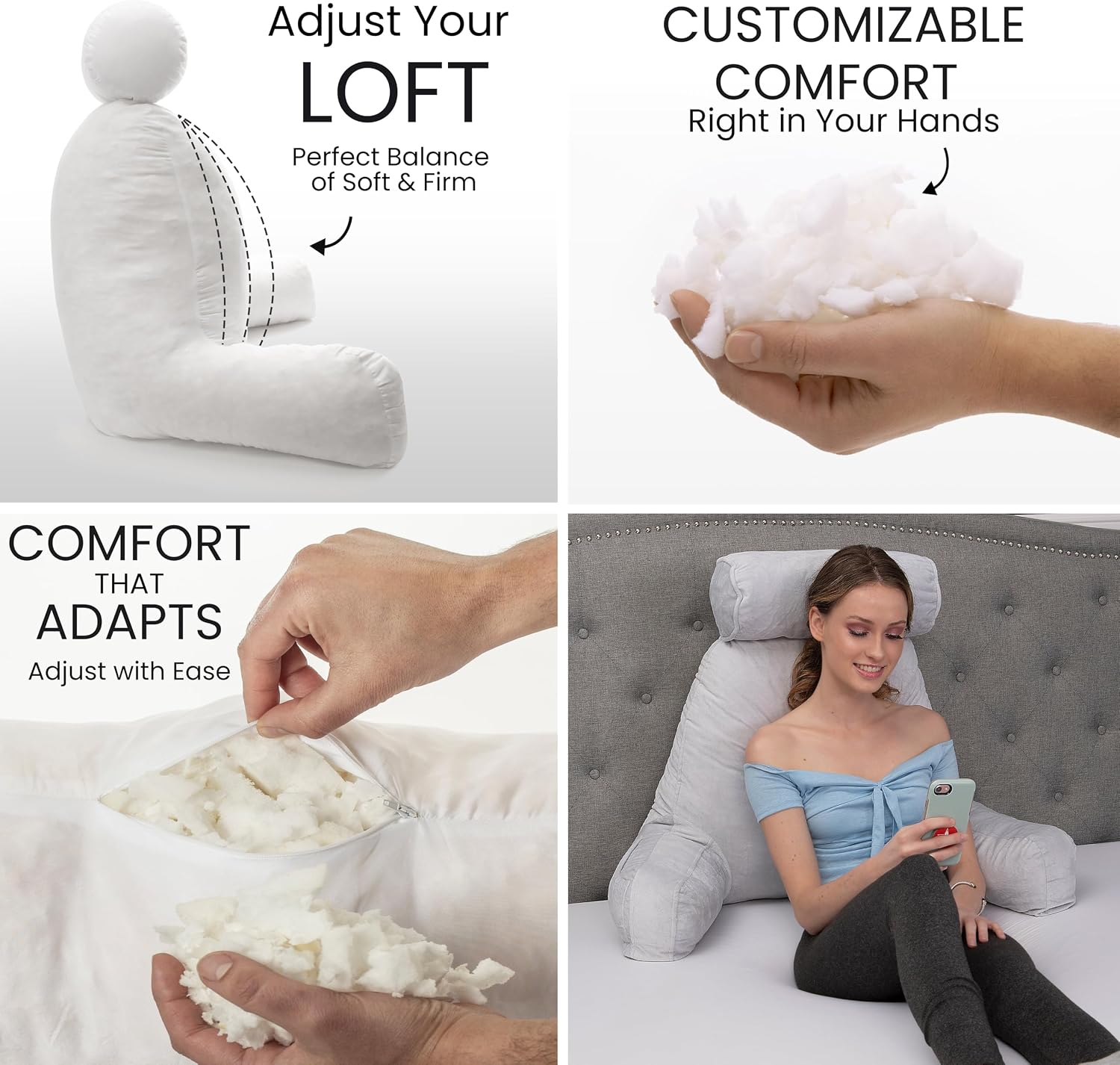Husband Pillow XXL The Original for Adults - 30" Tall Backrest for Sitting Up in Bed - Firm Support Reading & Bed Rest Pillows for…