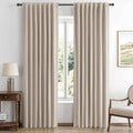 Miulee 100% Blackout Linen Curtains for Bedroom, Taupe Solid Luxury Decor Thermal Insulation Room Darkening Drapes for Living Room Nursery…