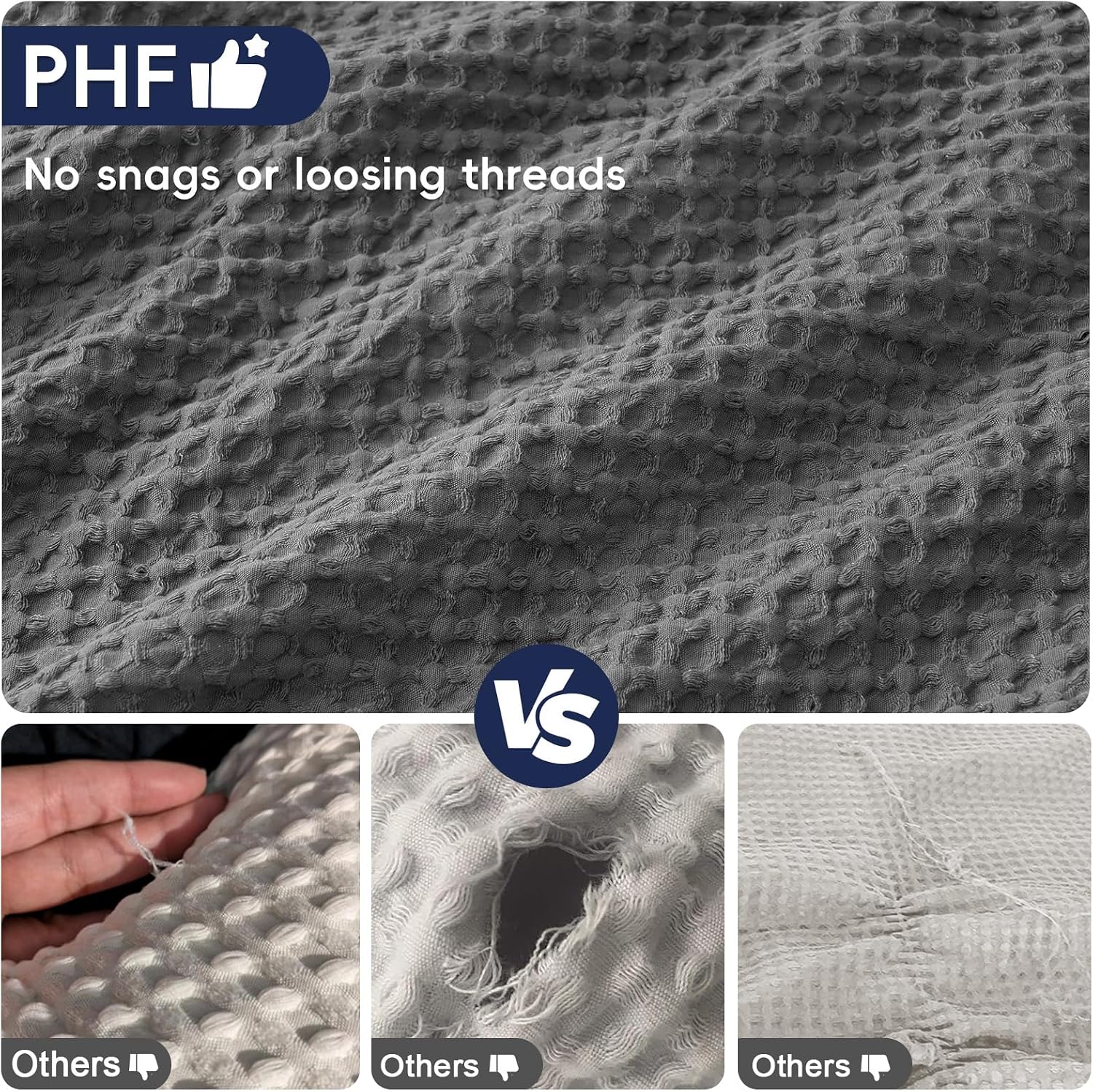 Phf Ultra Soft Waffle Weave Pillow Shams California King Size, No Insert, 2 Pack 20" x 40" Pillowcases, Breathable & Skin-Friendly Pillow Ca…