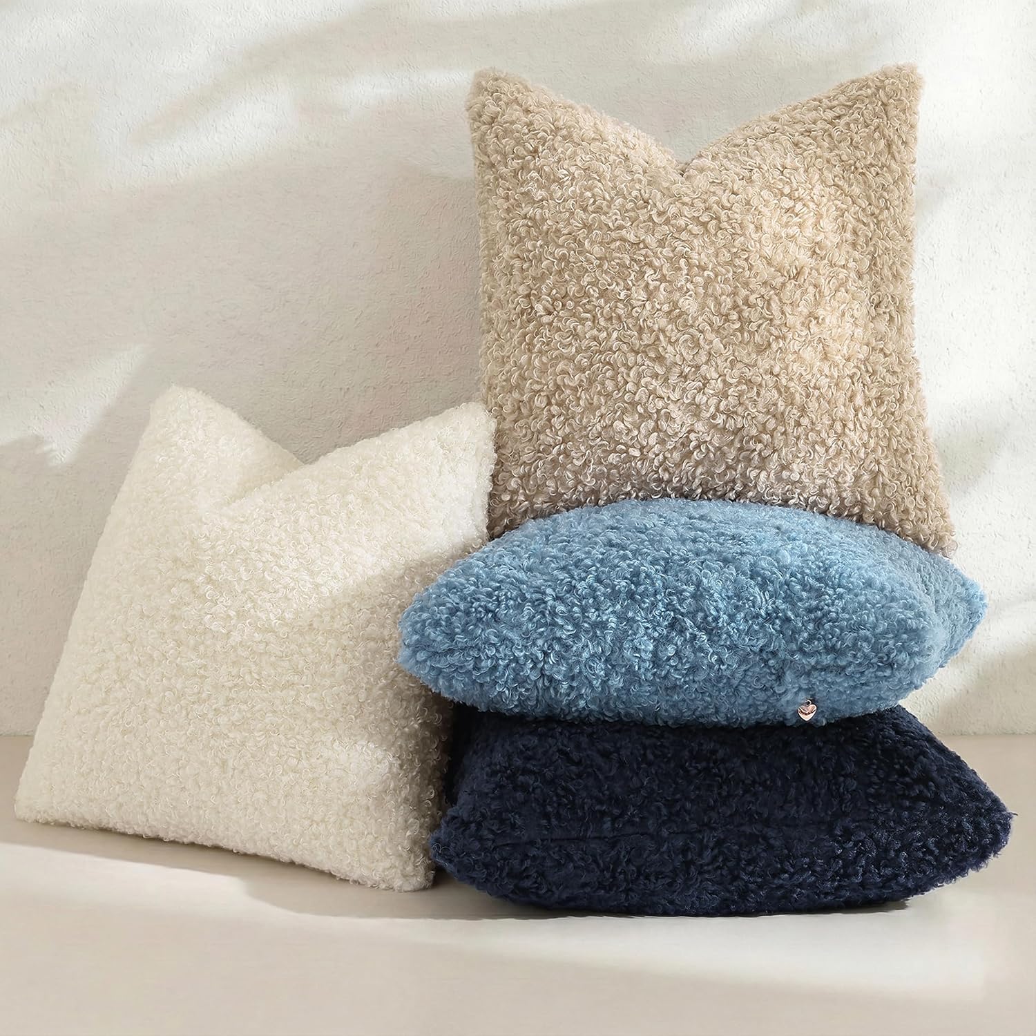 decorUhome Pack of 2 Throw Pillow Covers 22x22 Inch, Faux Fur Decorative Sherpa Pillow Covers Fuzzy Accent Soft Sheepskin Fleece Pillow Cas…