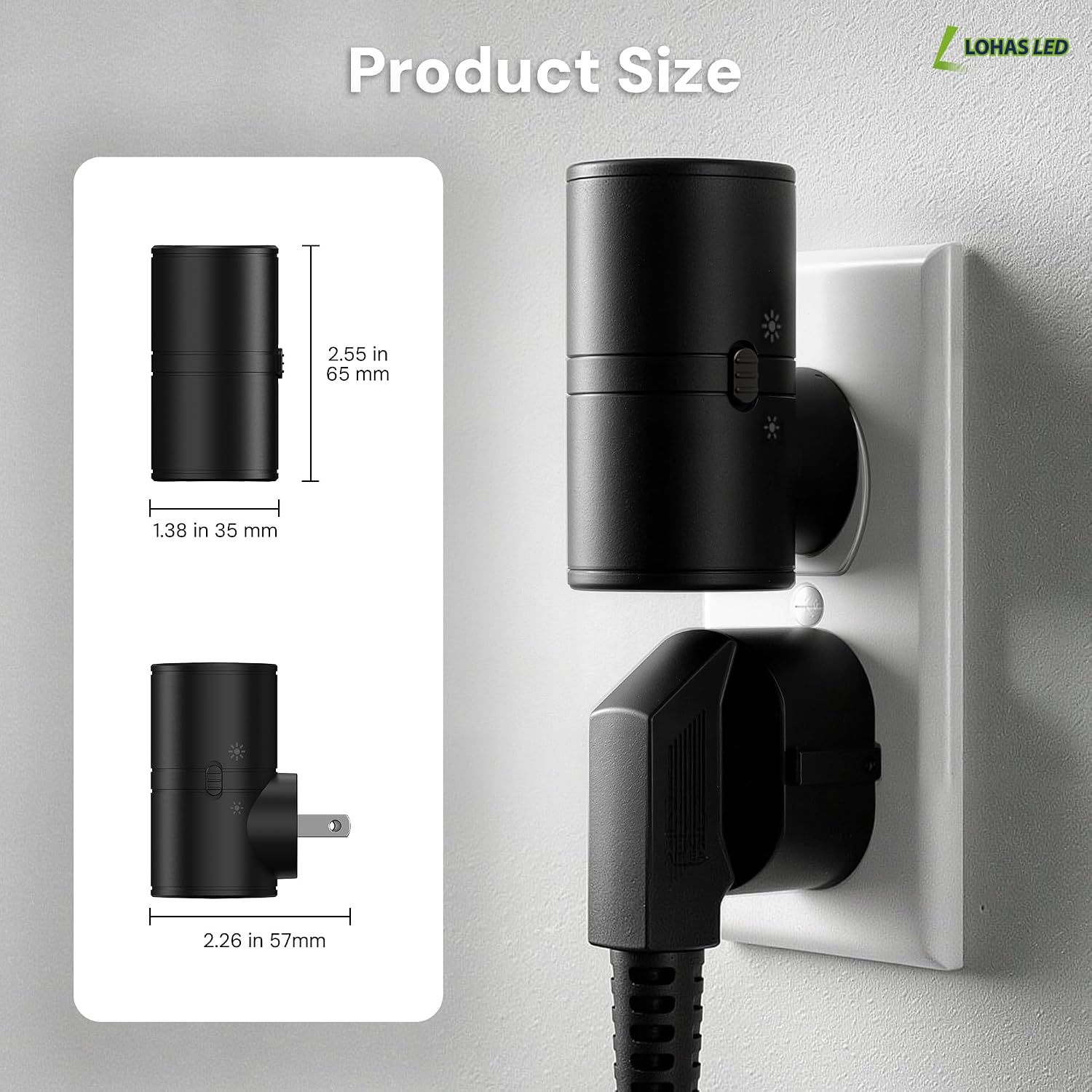 L LOHAS LED Night Light, Night Lights Plug into Wall, Light Sensor, 2 Level Brightness, Soft White 3000K, Mini Rotating Nightlight Plug…