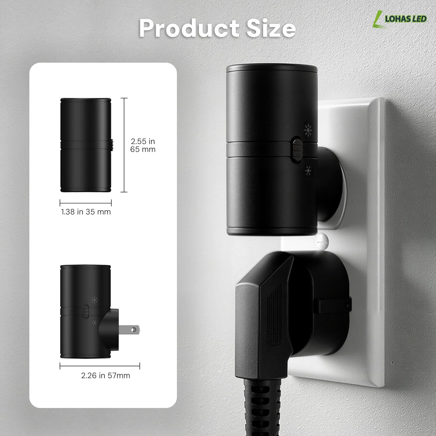 L LOHAS LED Night Light, Mini Night Lights Plug into Wall, Light Sensor, 2 Level Brightness, Soft White 3000K, Rotating Nightlight Plug…