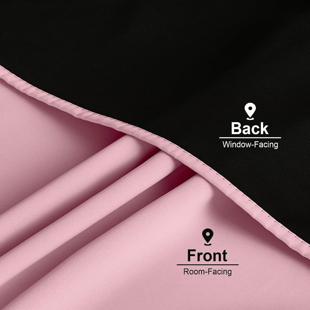 Nicetown Crystal Pink Blackout Curtains for Girls Bedroom, 52x84 Inches 2 Panels Energy Efficient Thermal Insulated Drapes, Rod Pocket Blac…