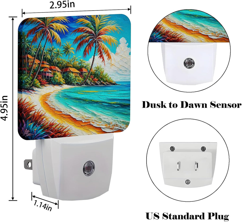 Seaside Town Night Light, Plug Into Wall Decor for Stairway, Hallway, Kitchen, Dusk to Dawn Sensor Nightlights for Boys/Girls/Women/Men Room…