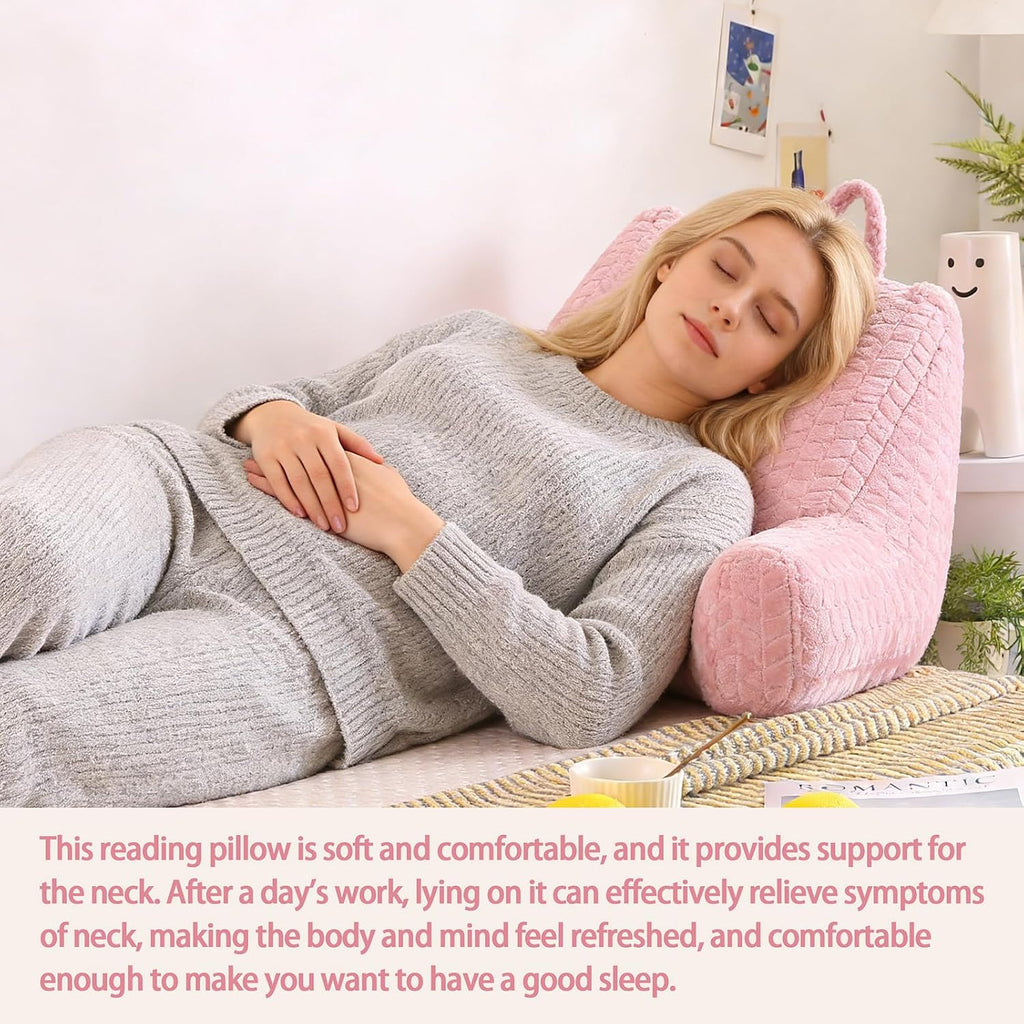 Omcosmos Adult Bed Reading Pillow, Filled with Memory Foam Backrest Pillow, with Armrests to Support The Back and Arms, Suitable for…