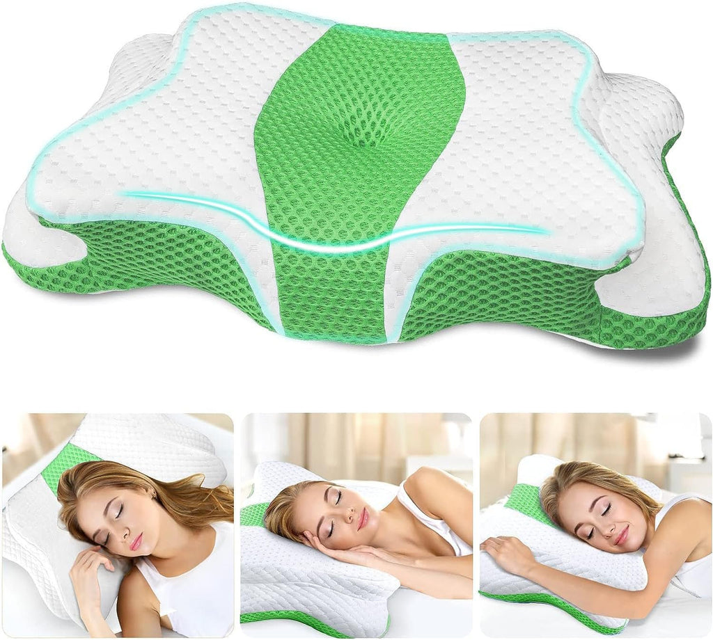 CHxxy Memory Foam Pillows, Cervical Pillow for Neck and Shoulder, Ergonomic Contour Bed Pillow, Soft for Side Sleep Stomach Sleeping and B…