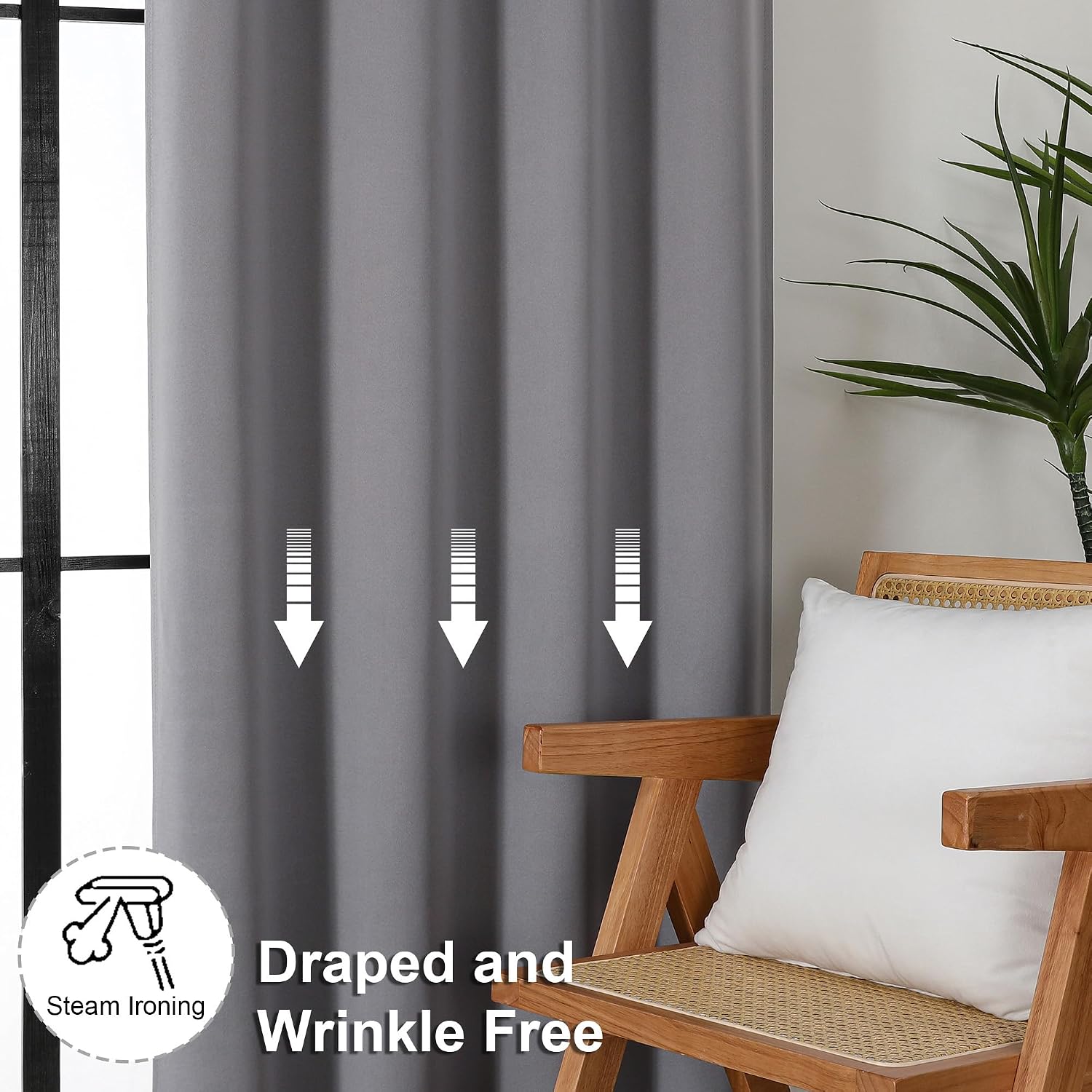 Simplebrand Ava Light Grey Blackout Curtains for Bedroom 90 Inches Long 2 Panels Set, Solid Privacy Energy Saving Living Room Window Treatm…