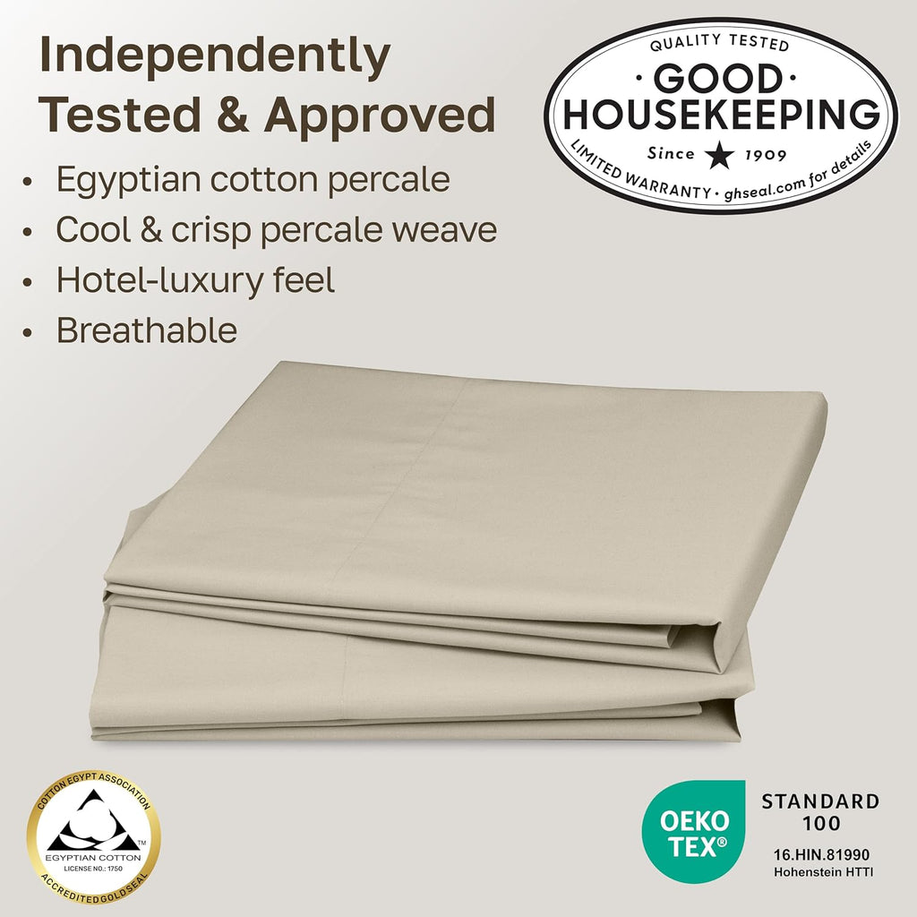 CaliforniaDesignDen California Design Den Pillow Case Queen Size Set of 2-100% Egyptian Cotton, Crisp Percale Feel, Soft & Breathable Cotto…