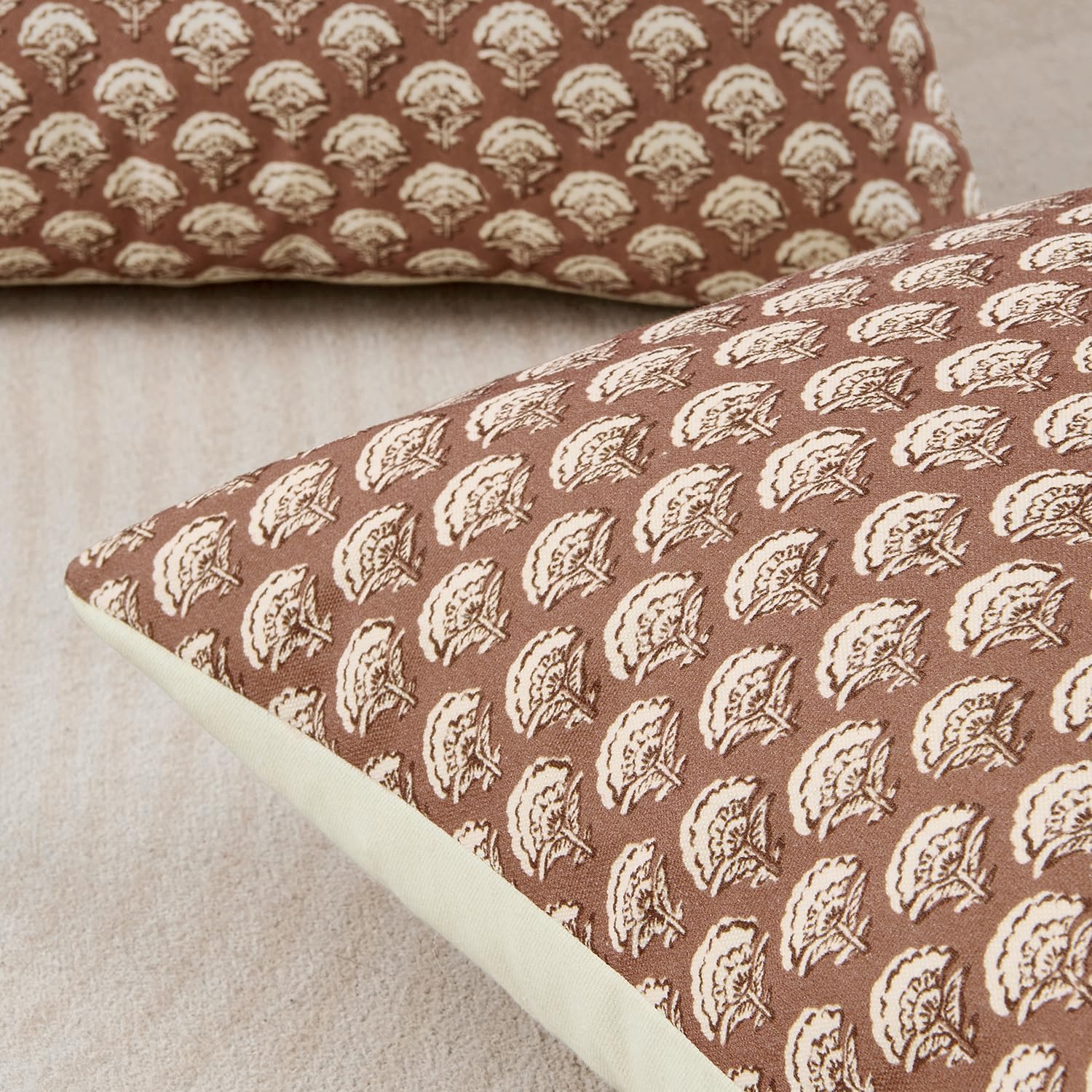 MIULEE Set of 2 Decorative Floral Pillow Covers Neutral Vintage Throw Pillows Block Print Boho Farmhouse Cushion Covers for Modern Spring…