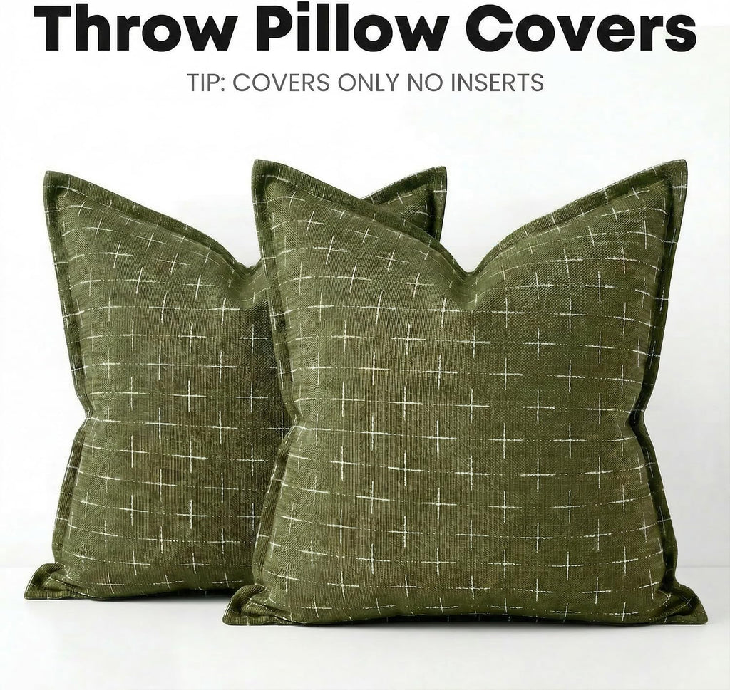 AVOINcolorlife AVOIN colorlife Pack of 2 Decorative Throw Pillow Covers 24x24 Inch, Flange Edges Woven Textured Cushion Case Home Decor for…