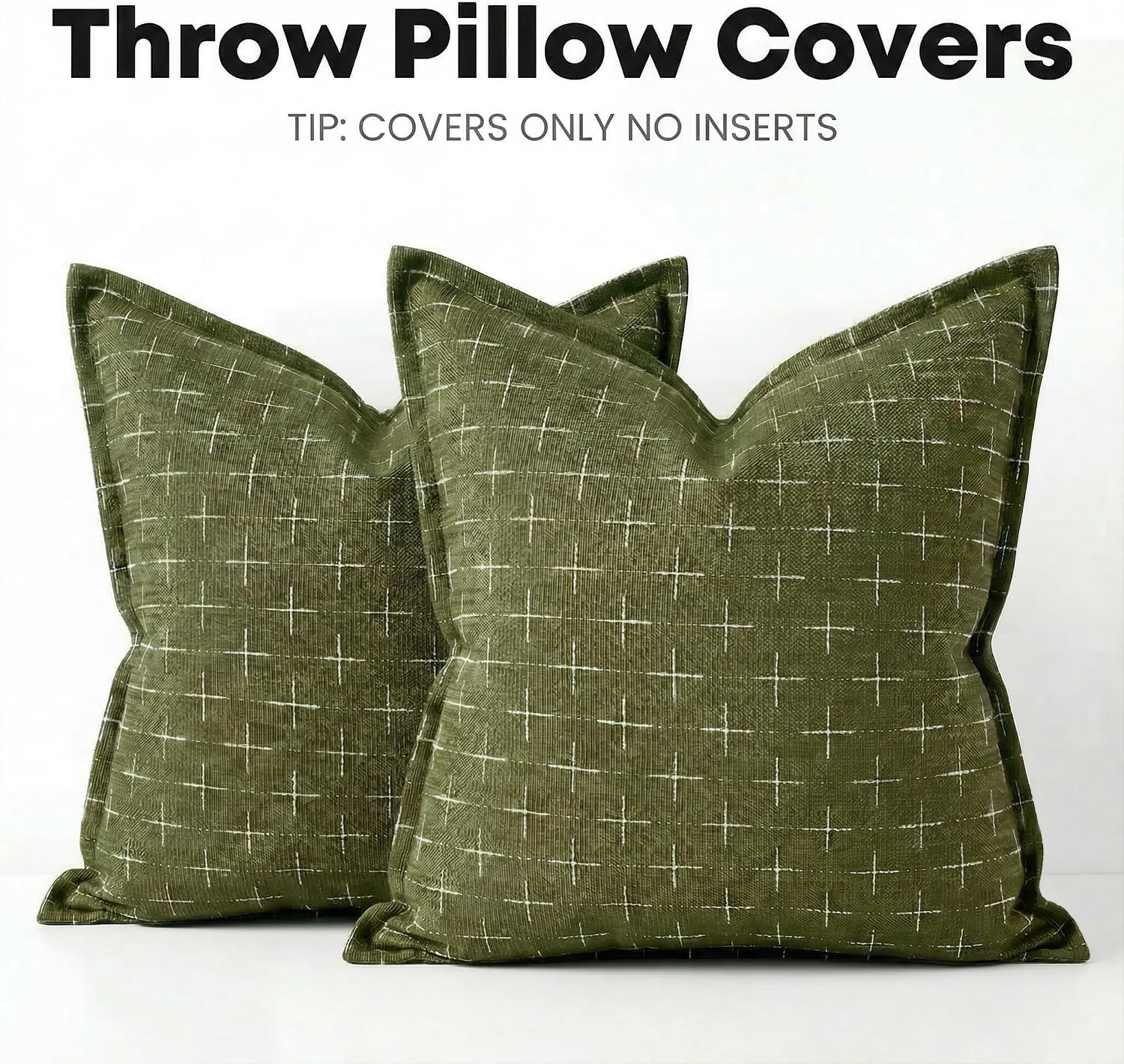 AVOINcolorlife AVOIN colorlife Pack of 2 Decorative Throw Pillow Covers 24x24 Inch, Flange Edges Woven Textured Cushion Case Home Decor for…