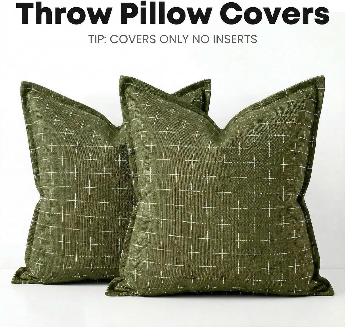 AVOINcolorlife AVOIN colorlife Pack of 2 Decorative Throw Pillow Covers 22x22 Inch, Flange Edges Woven Textured Cushion Case Home Decor for…