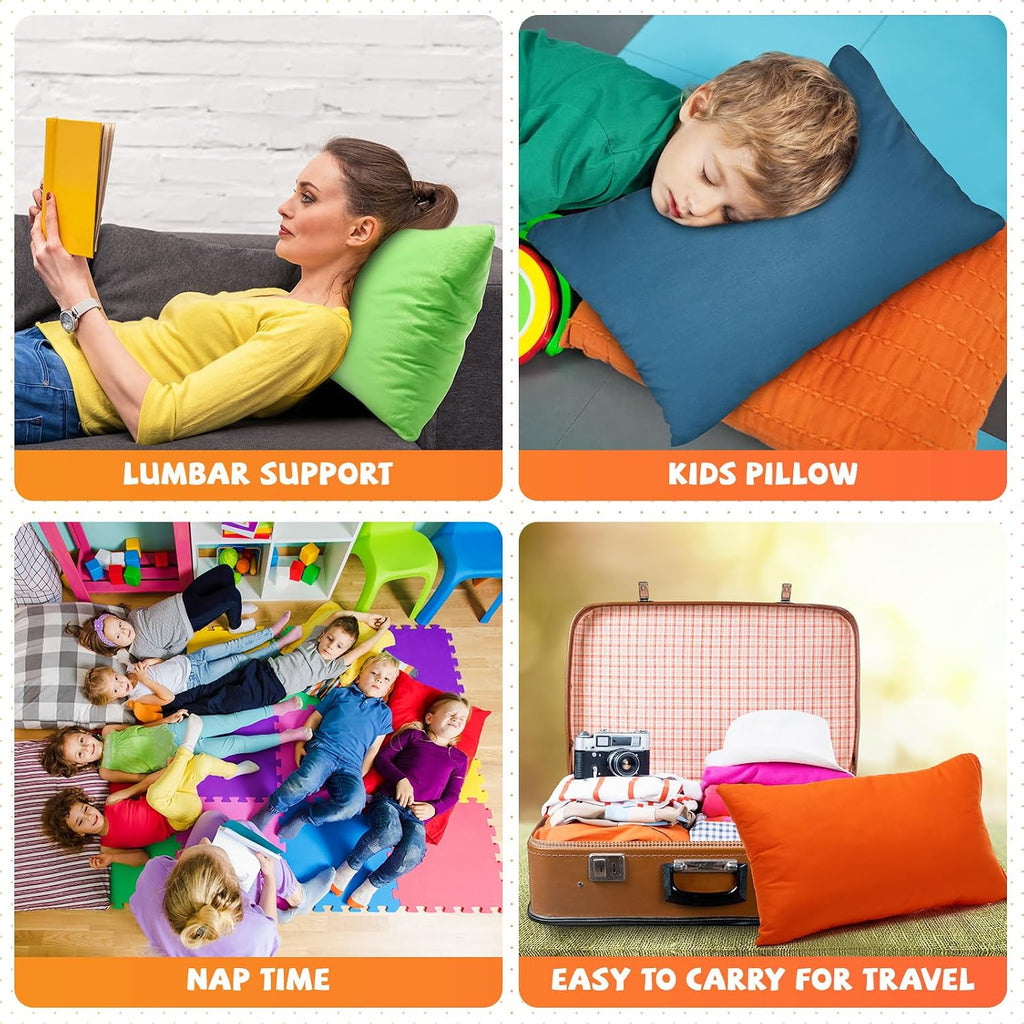 Kigley 6 Pack Mini Pillows for Daycare 9.1 x 13.8'' Small Travel Soft Breathable Cotton Pillow for Kids School Nap Travel Pet Neck Lumbar…