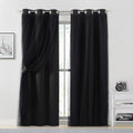Bujasso Black Full Blackout Curtain Panels with Sheer Overlay Mix and Match Double Layer Thermal Insulated Window Treatment Set for Living…