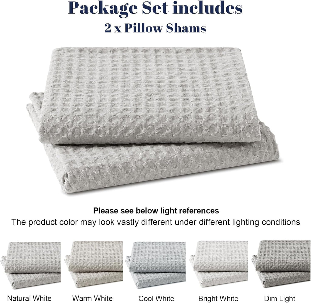 Phf Ultra Soft Waffle Weave Pillow Shams King Size, No Insert, 2 Pack 20" x 36" Pillowcases, Breathable & Skin-Friendly Pillow Cases, Stylis…