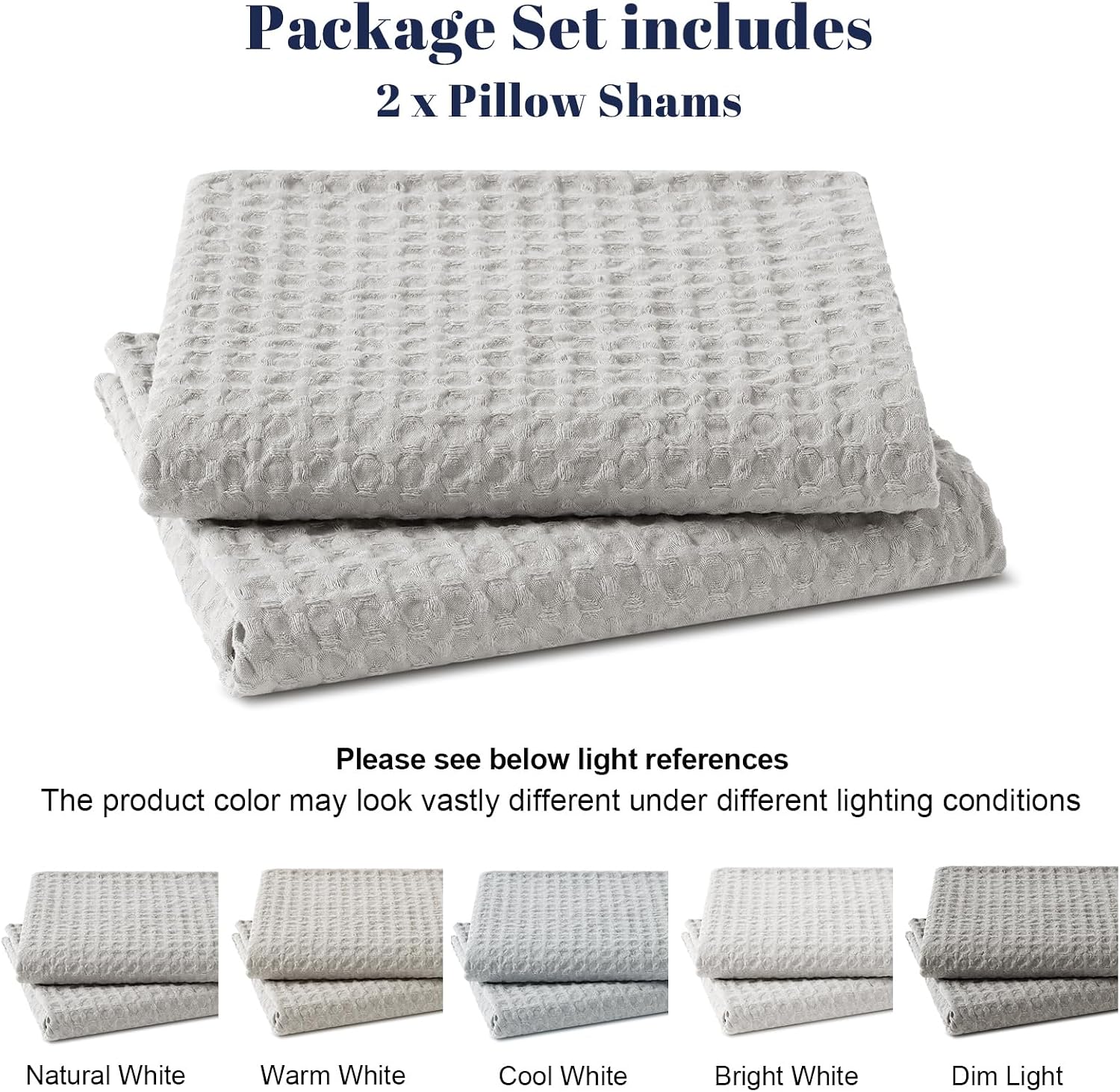 Phf Ultra Soft Waffle Weave Pillow Shams King Size, No Insert, 2 Pack 20" x 36" Pillowcases, Breathable & Skin-Friendly Pillow Cases, Stylis…