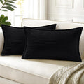 decorUhome Summer Corduroy Black Throw Pillow Covers 12x20 Set of 2 Decorative Soft Boho Farmhouse Lumbar Couch Pillow Covers for Living Ro…