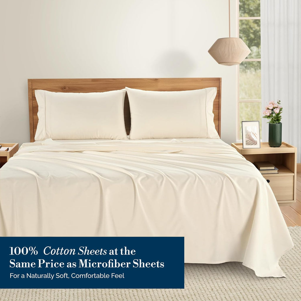 Casa Platino Twin Bed Sheets – Breathable 4 Piece Percale Cooling Twin Sheets with Crisp Feel, with 15 Inch Deep Pocket Fitted Sheet…