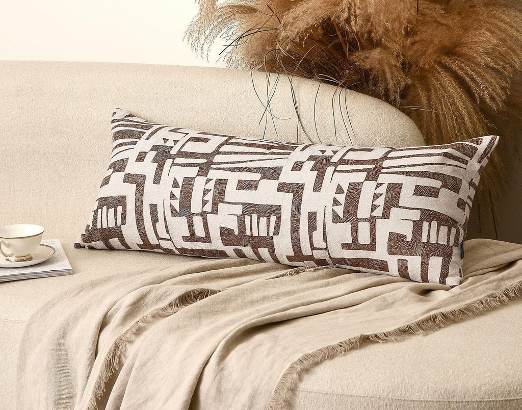 Aibuhome Long Lumbar Pillow Cushion Cover 14x36, Double Sided Modern Geometric High-Density Jacquard Polyester Pillow Cover for Sofa, Bed,…