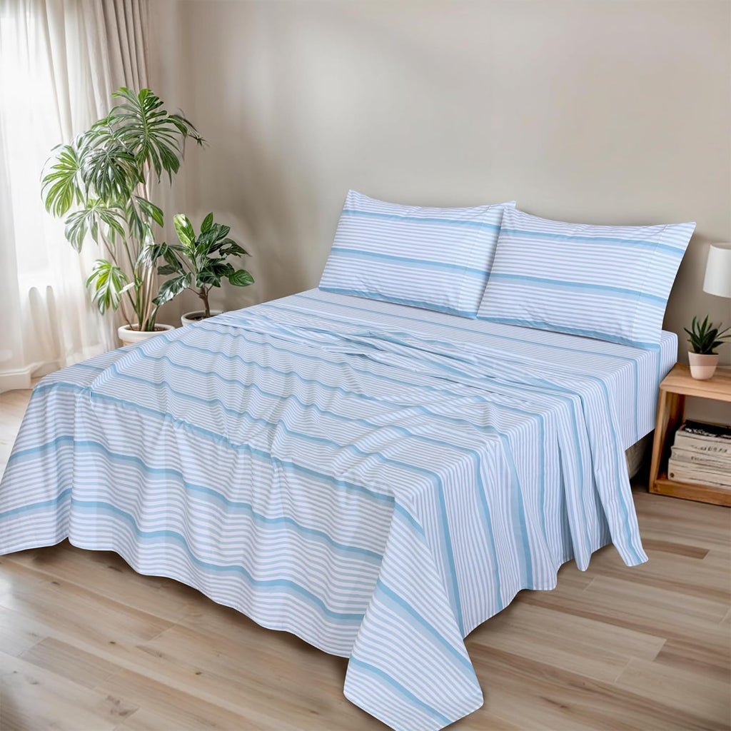 Ruvanti 100% Cotton Organic Percale Sheets Queen Size – Crisp Cooling Bed Sheets for Hot Sleepers, Deep Pocket 15”, Soft Peach Finish, Brea…