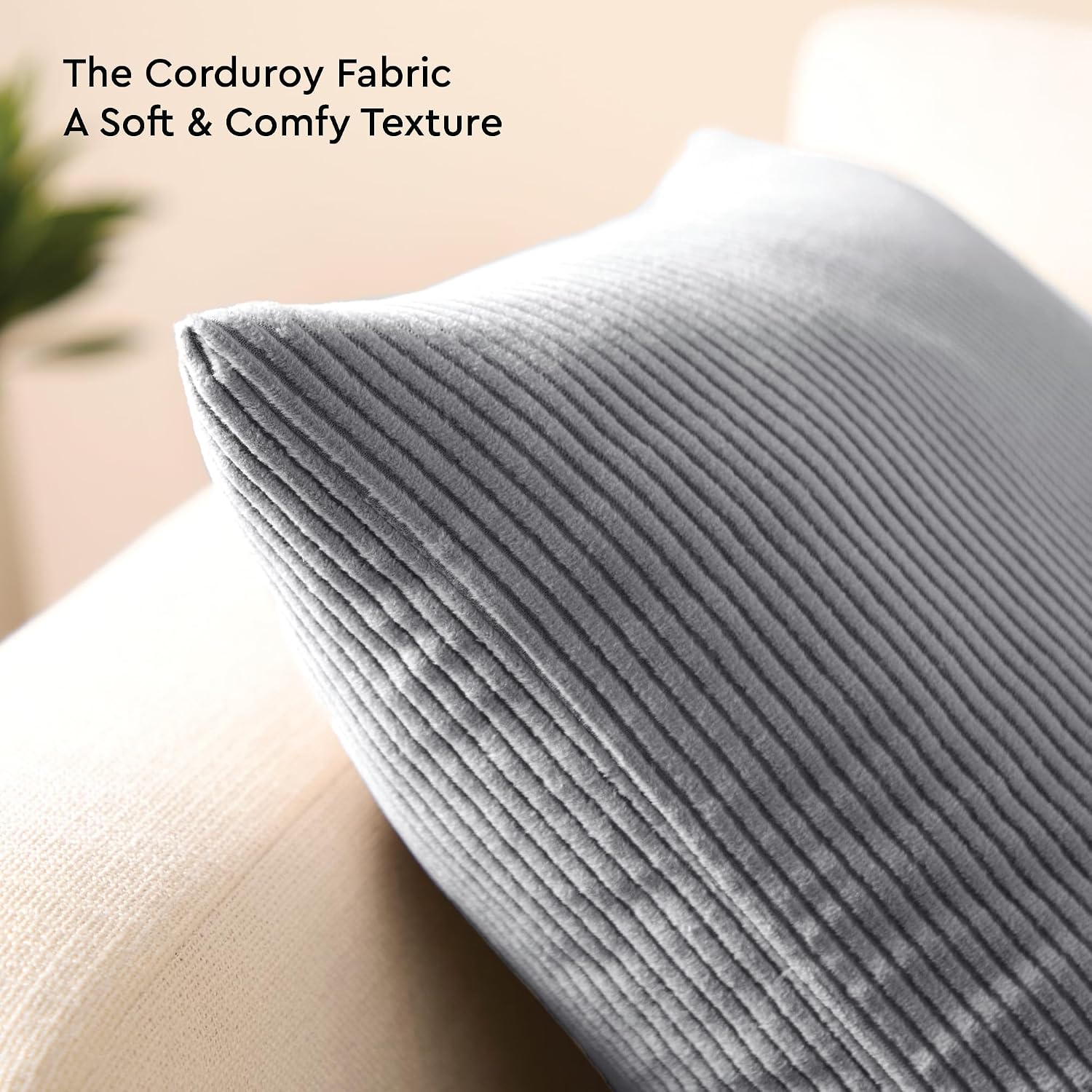 EncasaXO Encasa XO Corduroy Throw Pillows Covers 20"x20", Set of 2 Soft Textured Striped Boho Pillow Covers | Decorative and Cozy Cushion C…