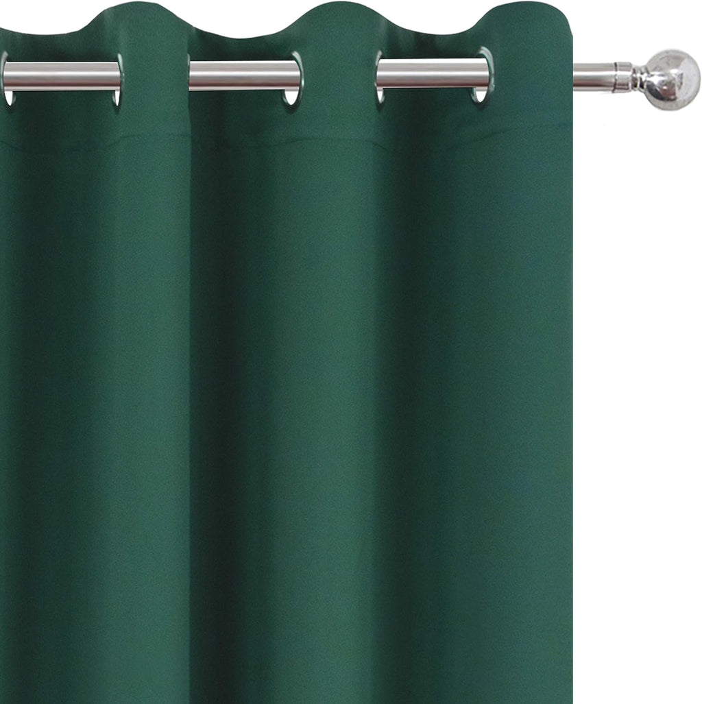 Lemomo Dark Green Thermal Blackout Curtains/52 x 108 Inch/Set of 2 Panels Room Darkening Curtains for Bedroom 108 Inch Green