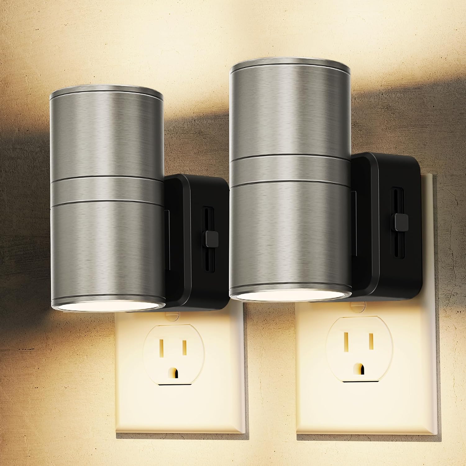 L LOHAS LED Night Light, Dimmable Night Lights Plug into Wall, Metal-Shade Nightlight for Adults, Automatic Nightlights, Light…