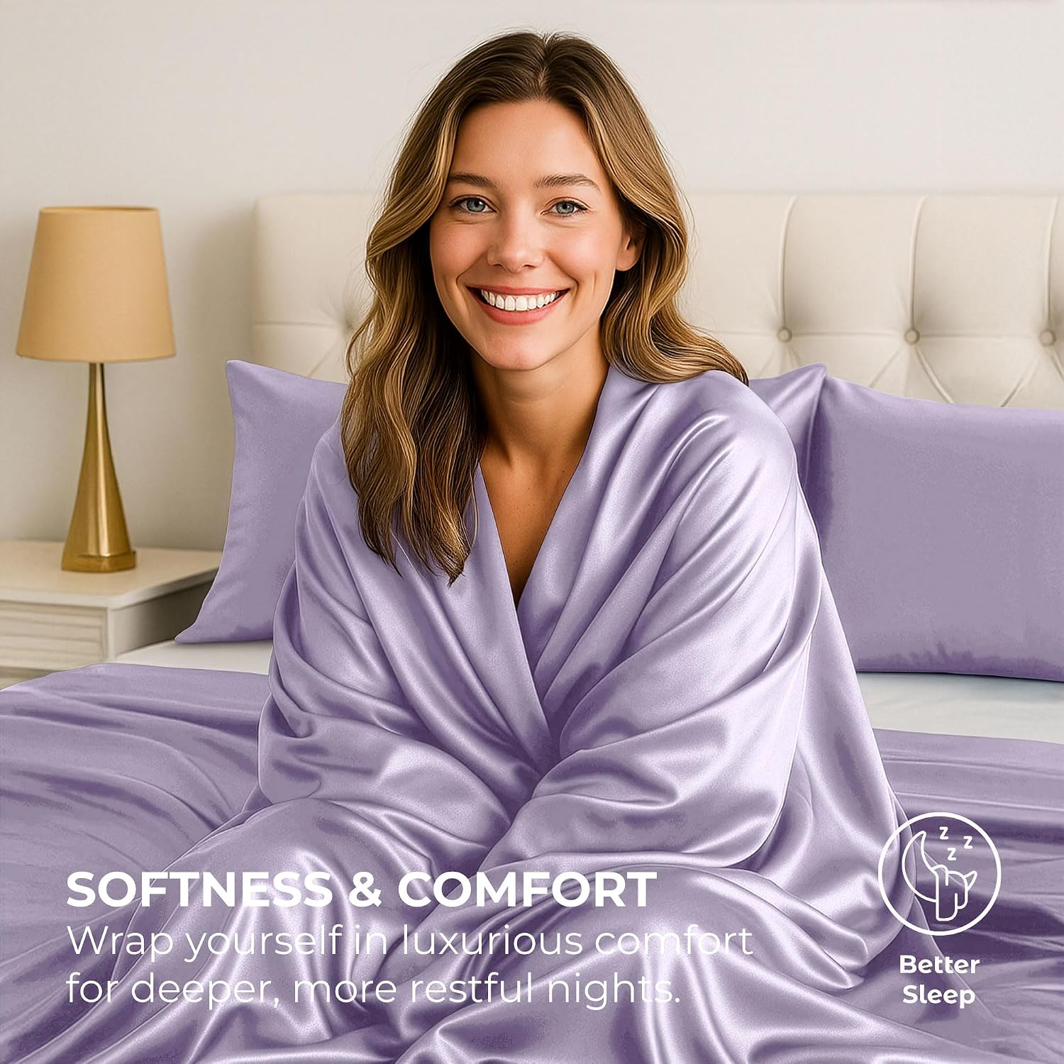 PureBedding Satin Sheets Twin [3-Piece, Lavender] Hotel Luxury Silky Bed Sheets - Extra Soft 1800 Microfiber Sheet Set, Wrinkle, Fade, Stai…