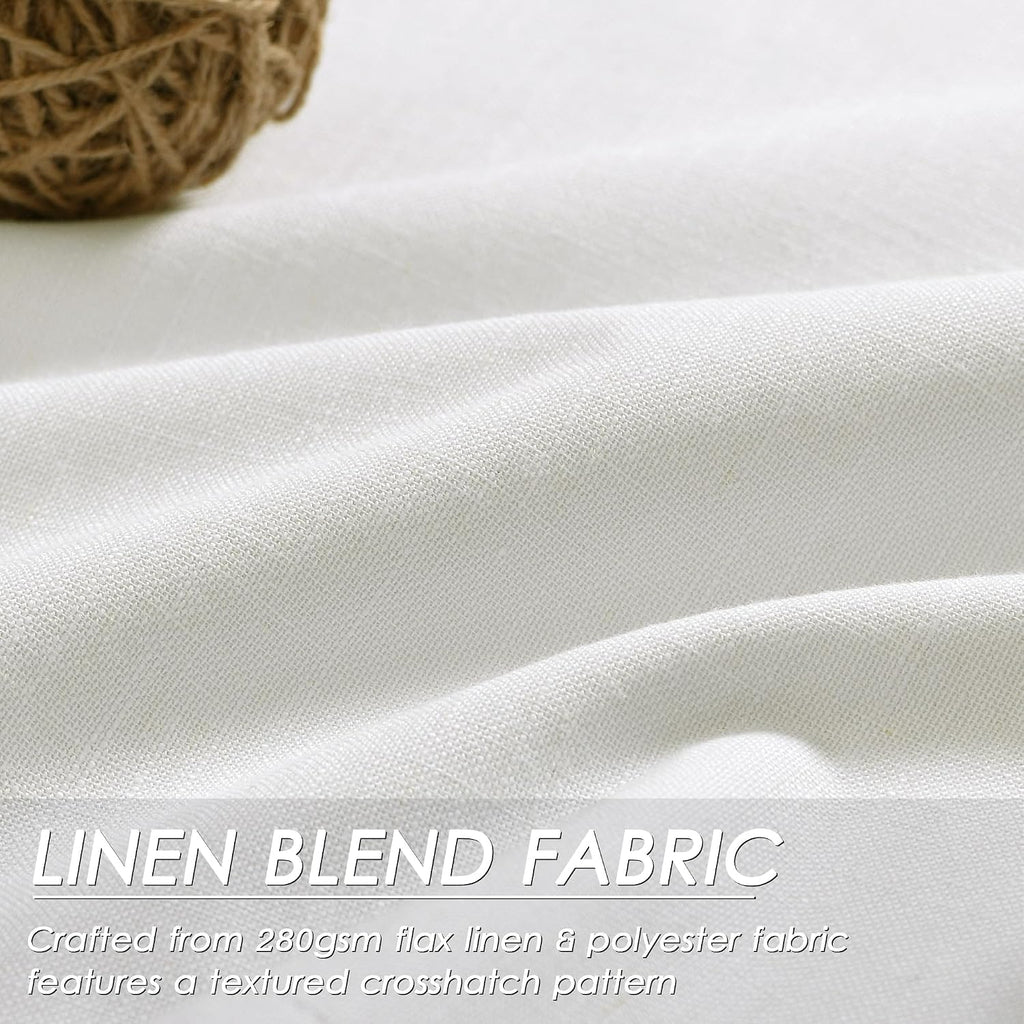 Nanspring 100% Blackout Linen Curtains 84 Inch Length 2 Panels Ivory Light Blocking Darkening Living Room Curtains 84 Inches Long Elegant M…