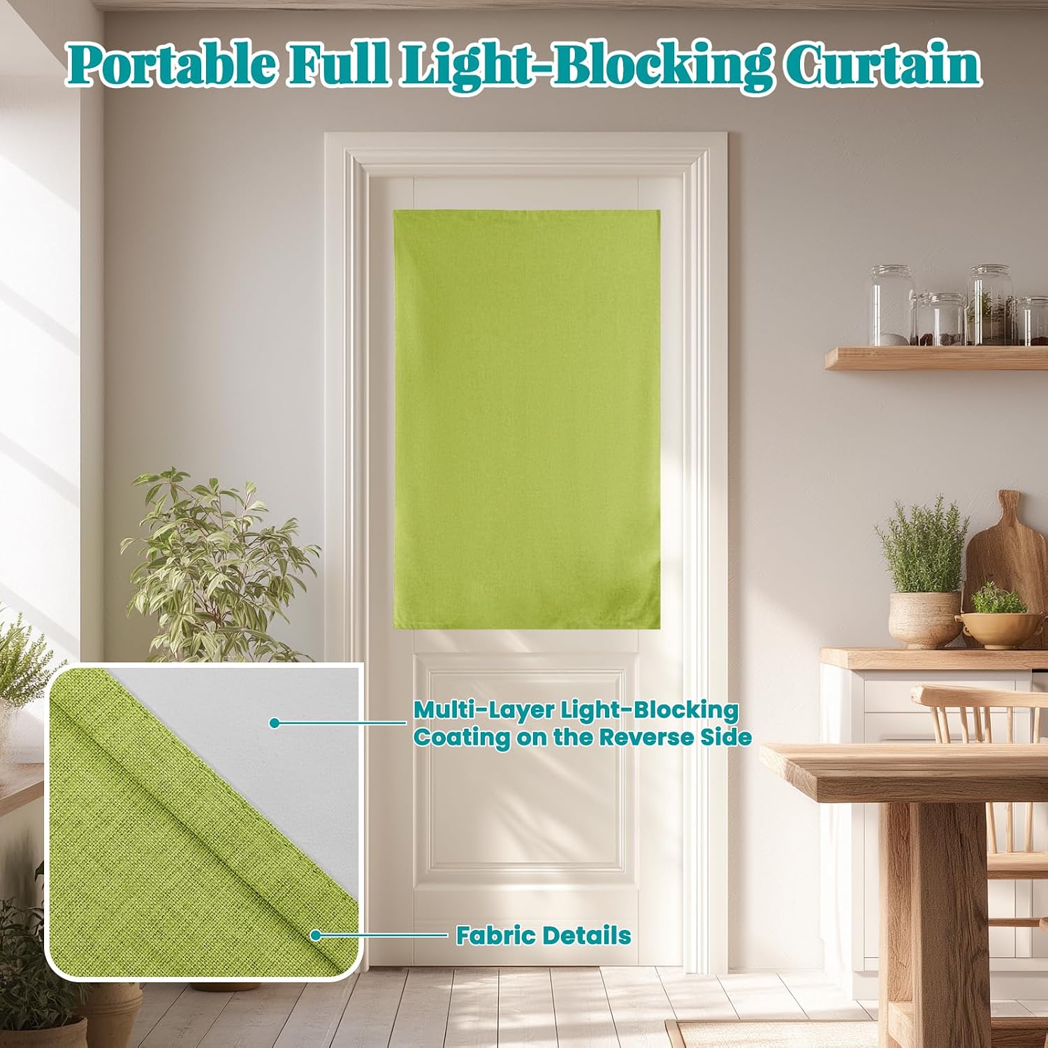 100% Blackout French Door Curtains, Room Darkening Shades Small Window Curtain Drapes Thermal Insulated Tricia Door Blinds for Classroom…