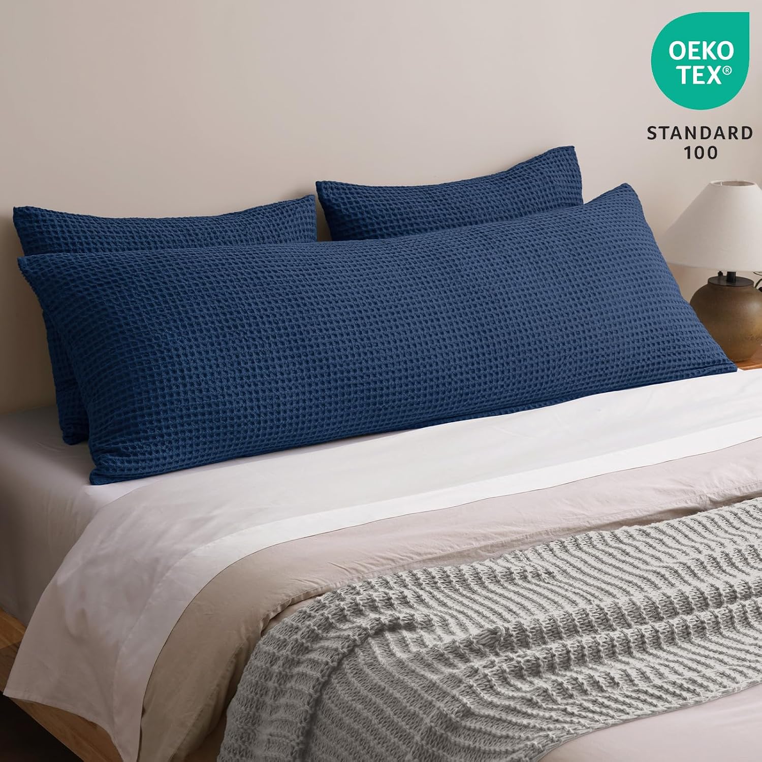 Phf Ultra Soft Waffle Weave Body Pillowcase with Zipper, No Insert, 1Pack 20" x 54" Pillow Sham, Breathable & Skin-Friendly Body Pillow cas…