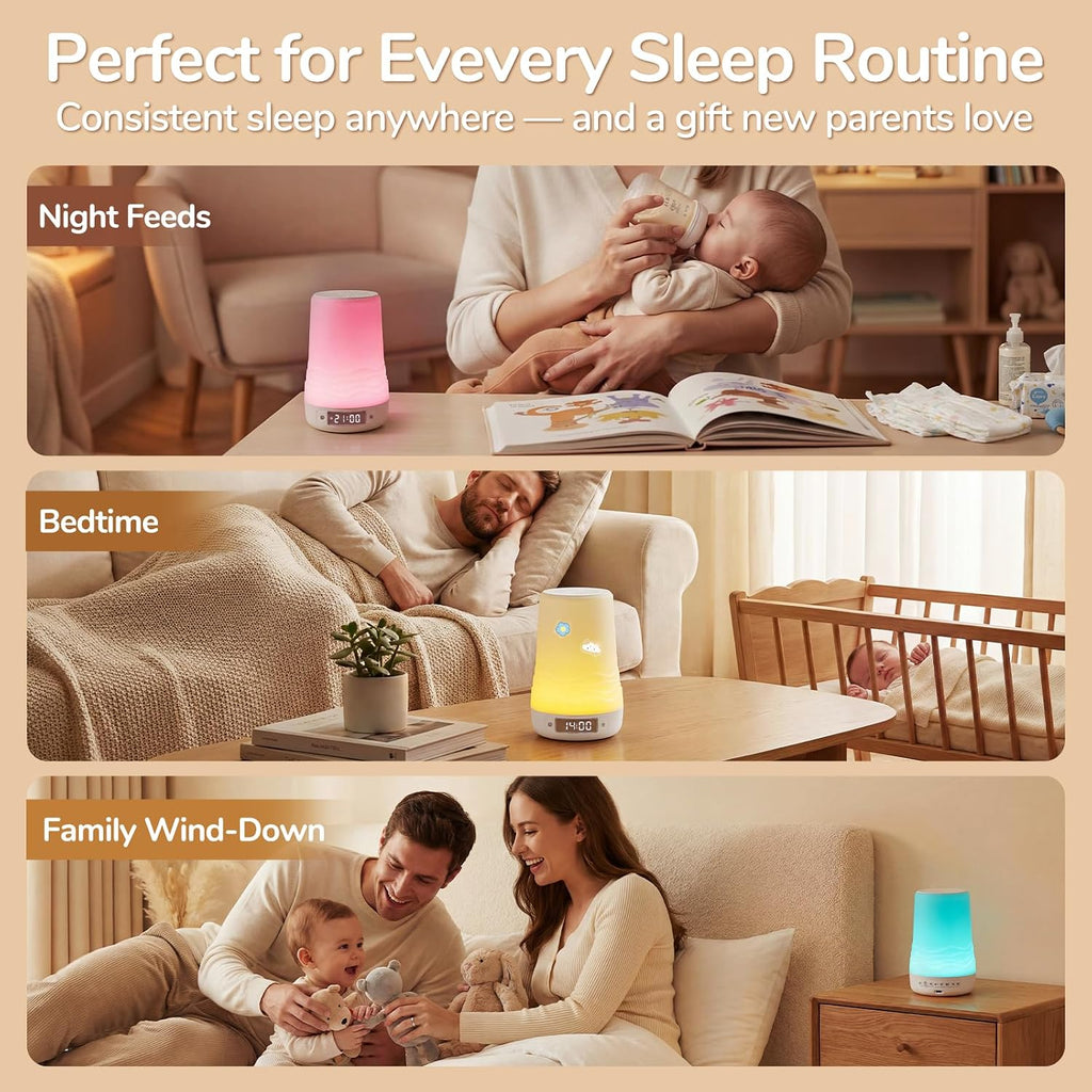 Mewaii White Noise Sound Machine Baby & Adult, 360° RGB Night Light, AI Cry Detection, App Control, 100 Soothing Sounds, Sleep Routine Buil…