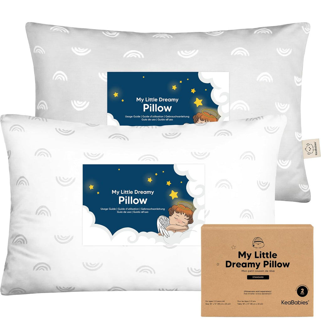 KeaBabies 2-Pack Toddler Pillows 2 Year Old to 5-13x18 Soft Organic Cotton Kids Pillow for Sleeping, Travel, School, Daycare, Nap…