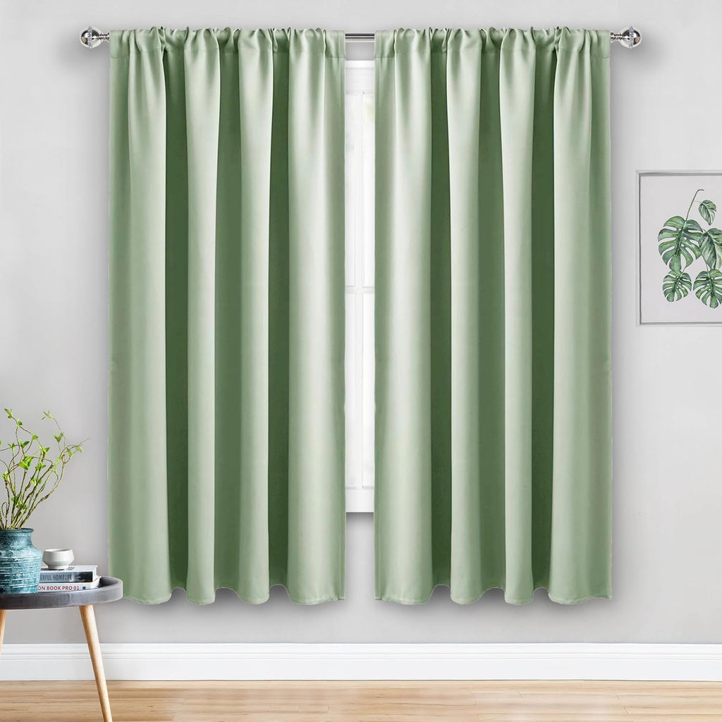 Jiuzhen Blackout Curtains for Bedroom - Thermal Insulated Room Darkening Noise Reducing, 52 x 63 Inch Length Curtains for Living Room, Set…