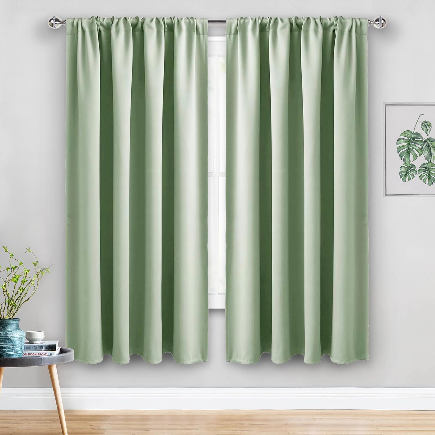 Jiuzhen Blackout Curtains for Bedroom - Thermal Insulated Room Darkening Noise Reducing, 52 x 63 Inch Length Curtains for Living Room, Set…